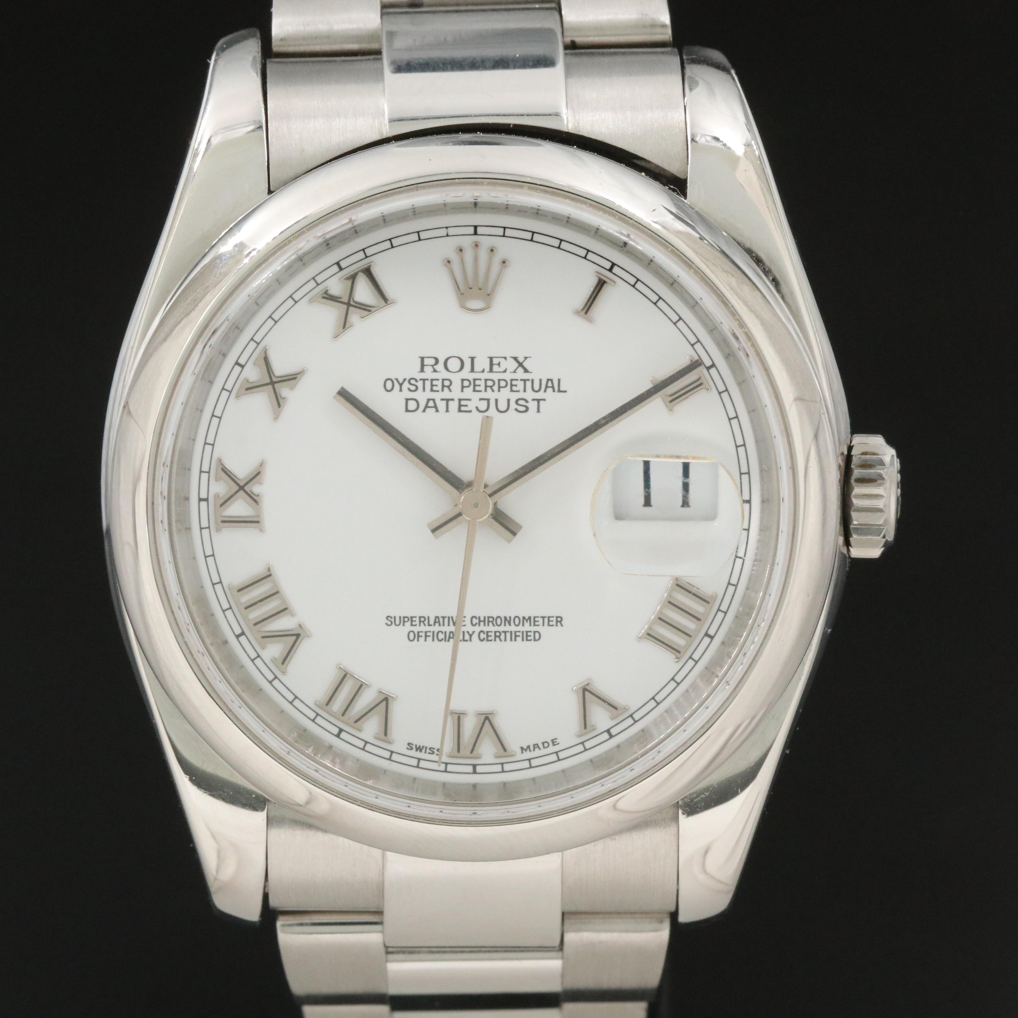 Rolex Datejust 116200 White Dial Roman Numeral Steel Automatic Watch