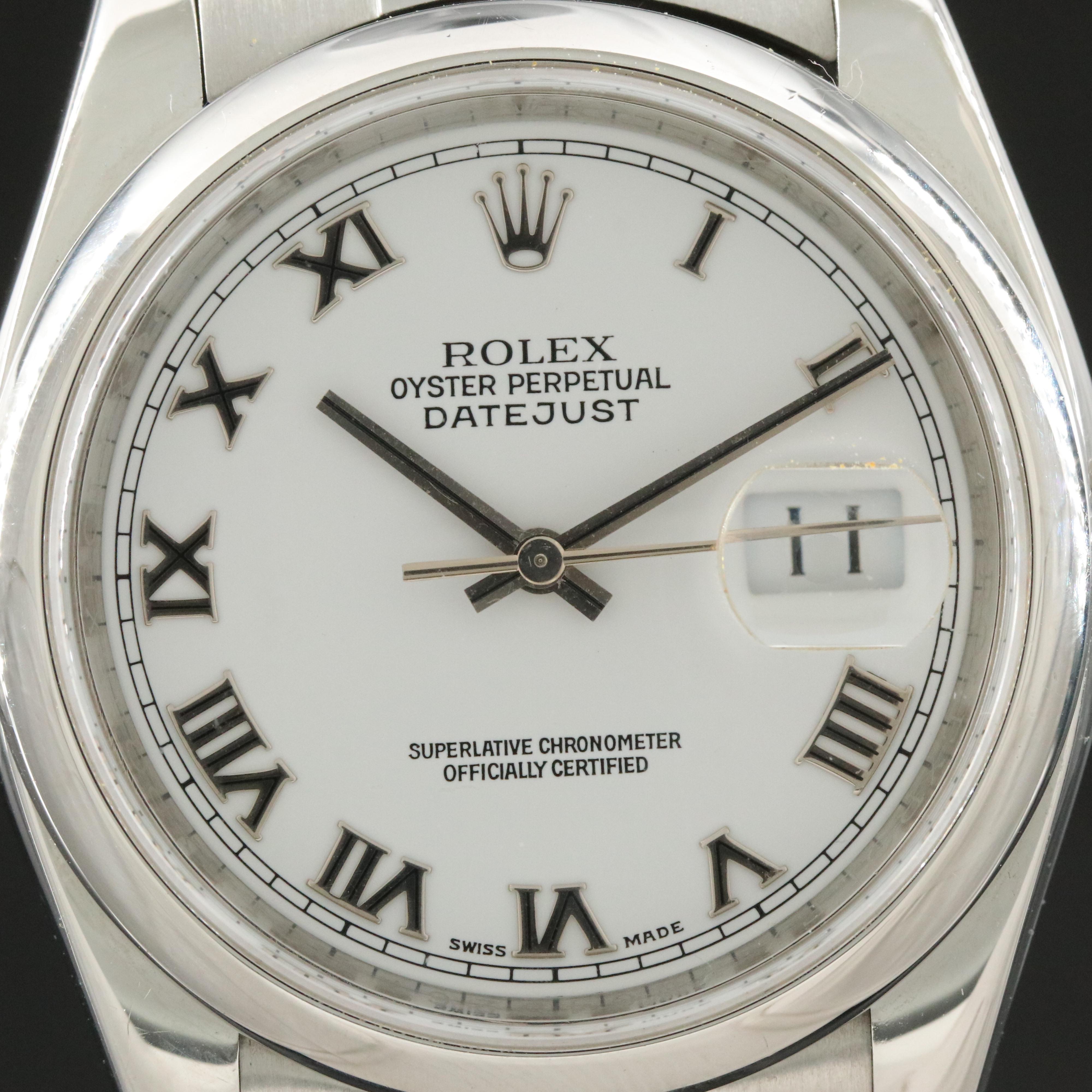 Rolex Datejust 116200 White Dial Roman Numeral Steel Automatic Watch