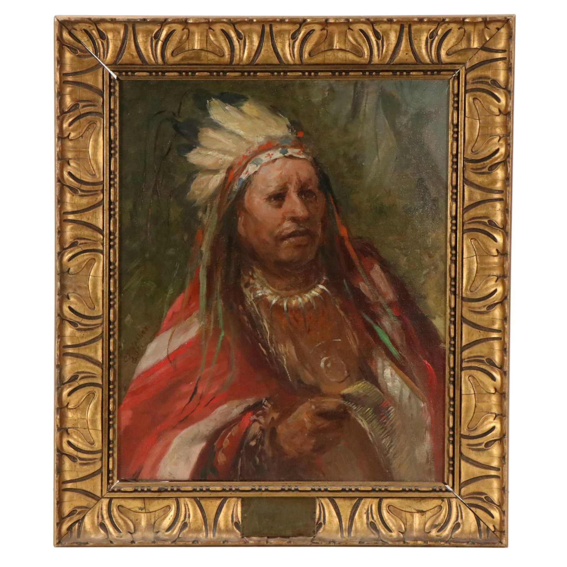 Charles T. Webber Oil Painting "Little Turtle," 1908