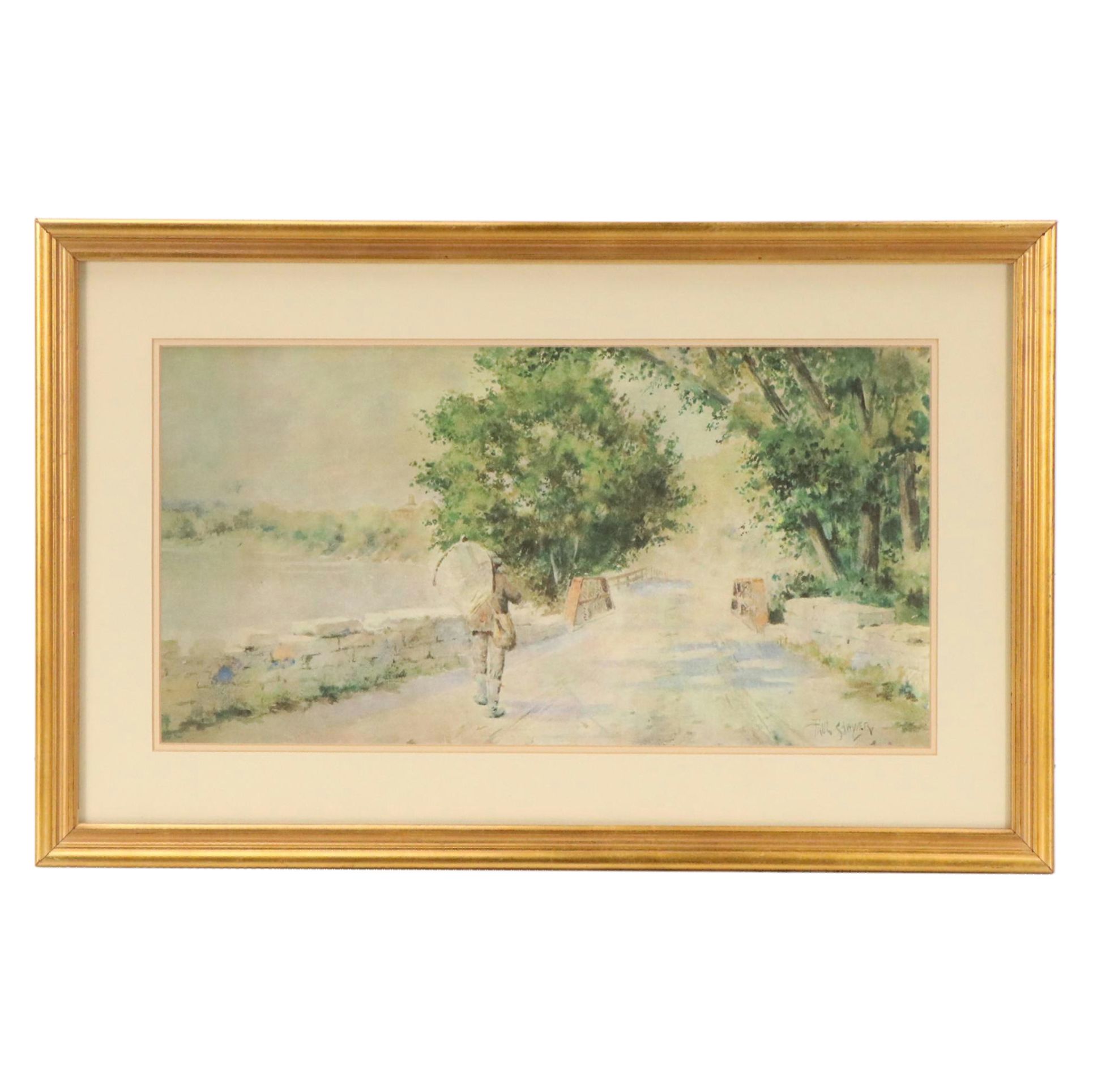 Offset Lithograph After Paul Sawyier "Fisherman's Catch," 1975