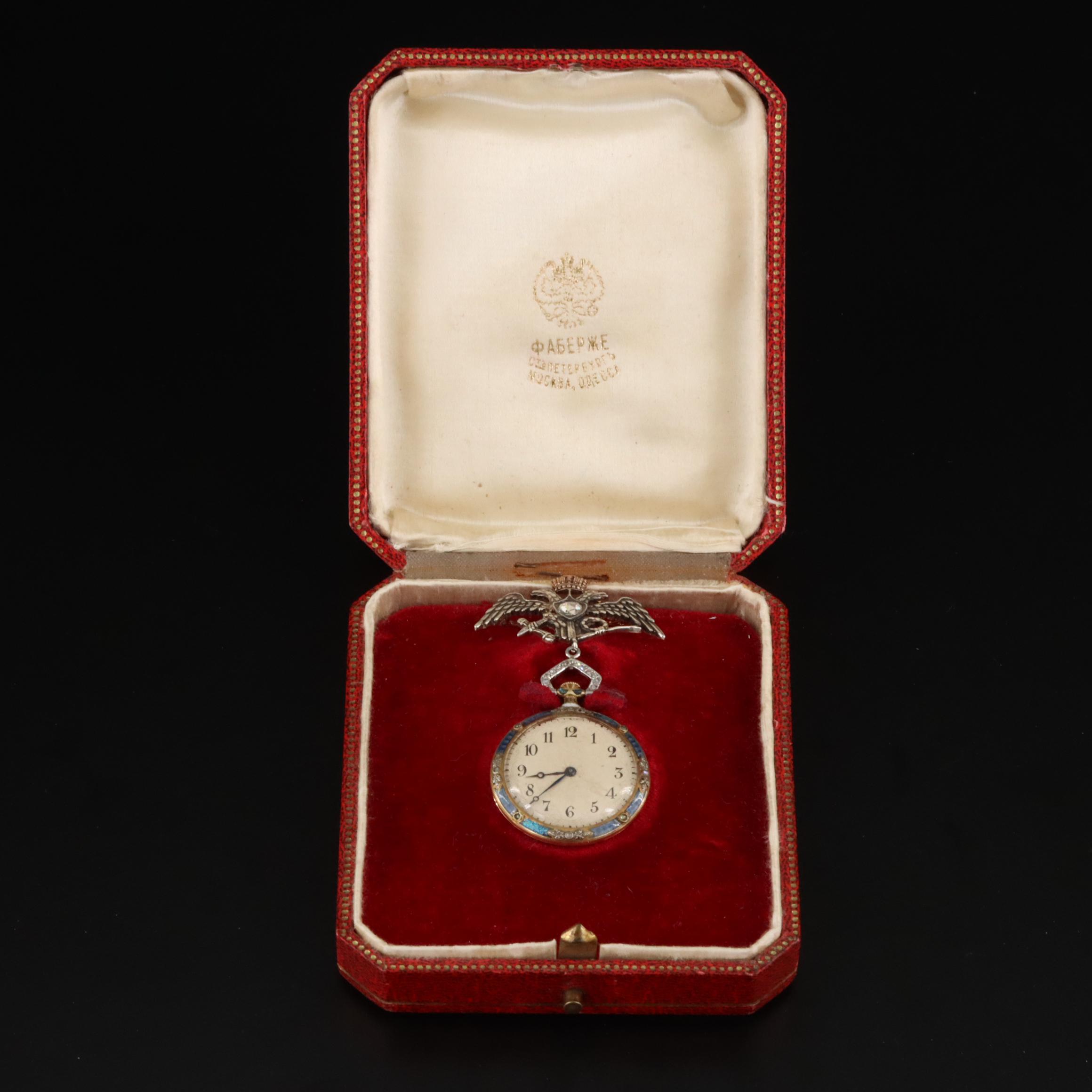 Antique Fabergé Pendant Watch with Box