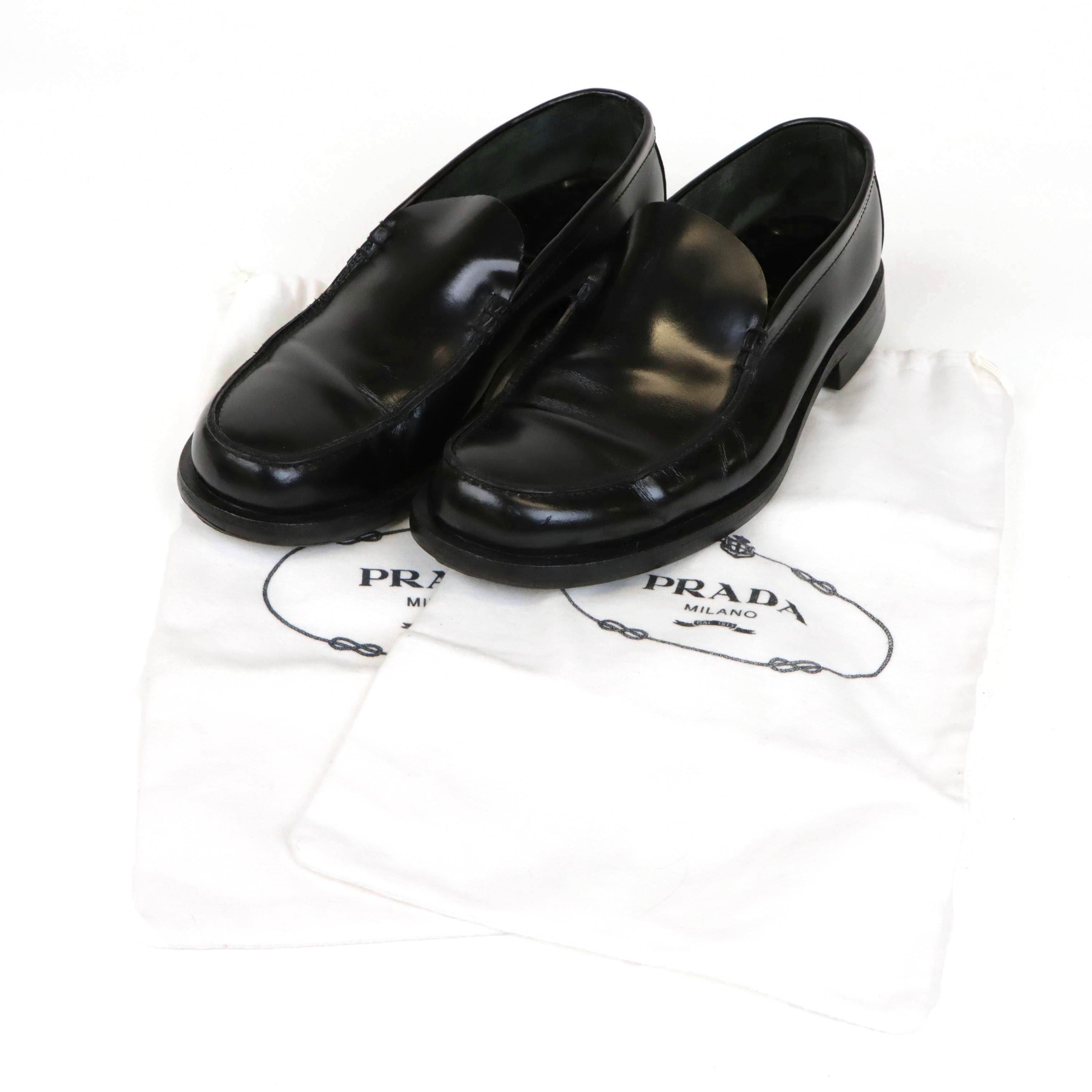 Men’s Prada Black Matte Patent Leather Loafers