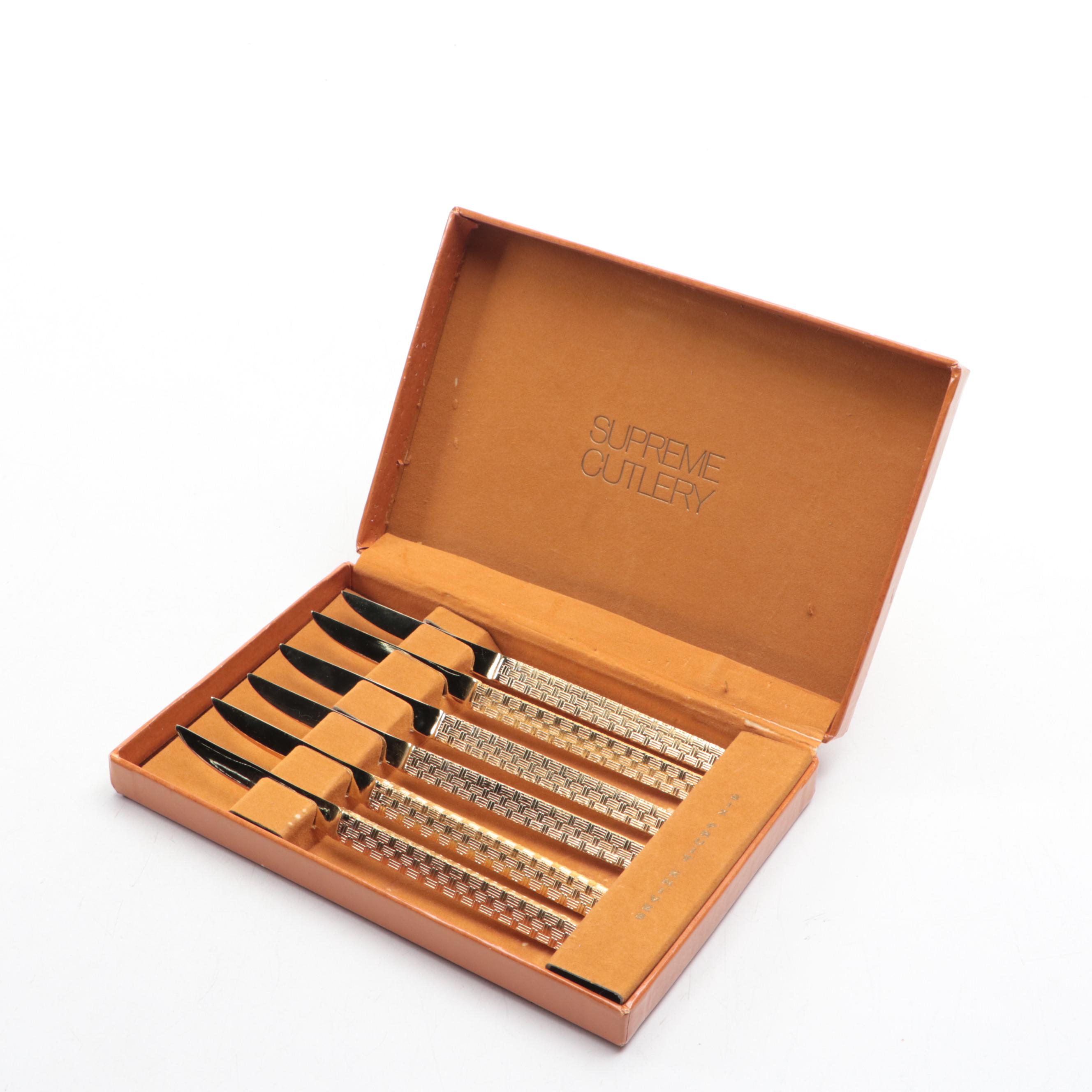 John Hasselbring Sterling Silver and Wooden Bowl and Utensils with Knives