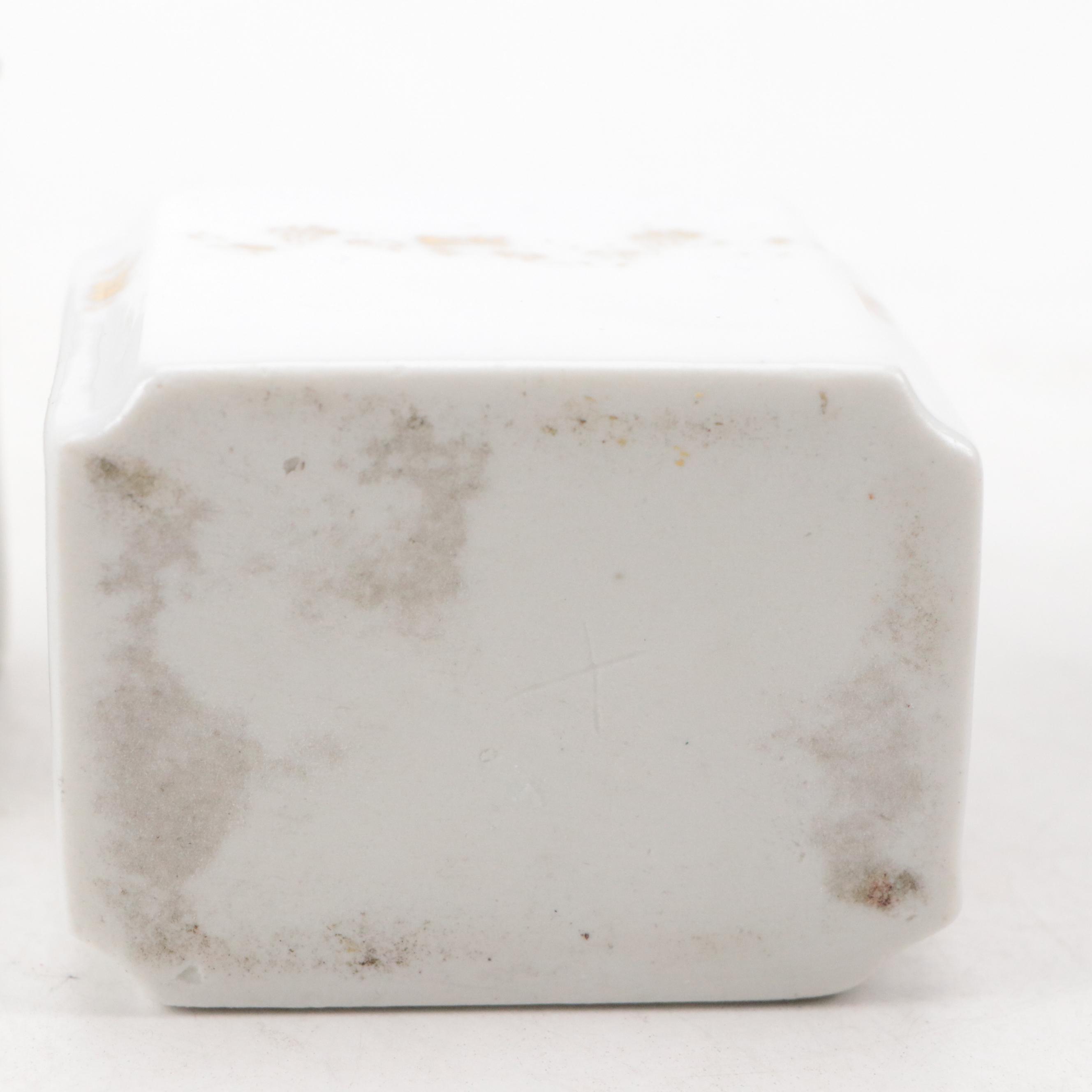 Wooden Inlay Tea Caddy with Hand-Painted Porcelain Canisters