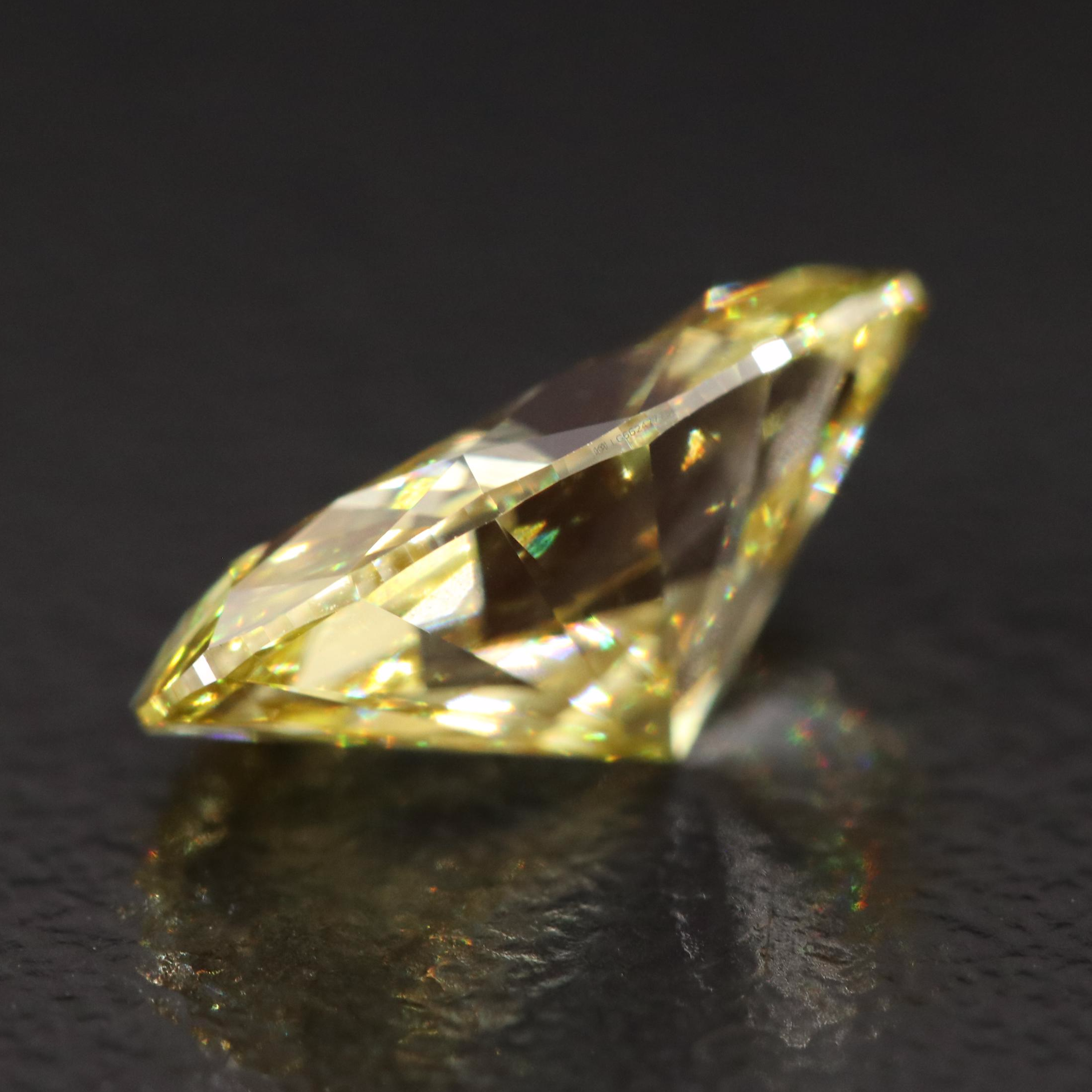 Loose 2.04 CT Fancy Vivid Yellow Lab Grown Diamond with IGI Report