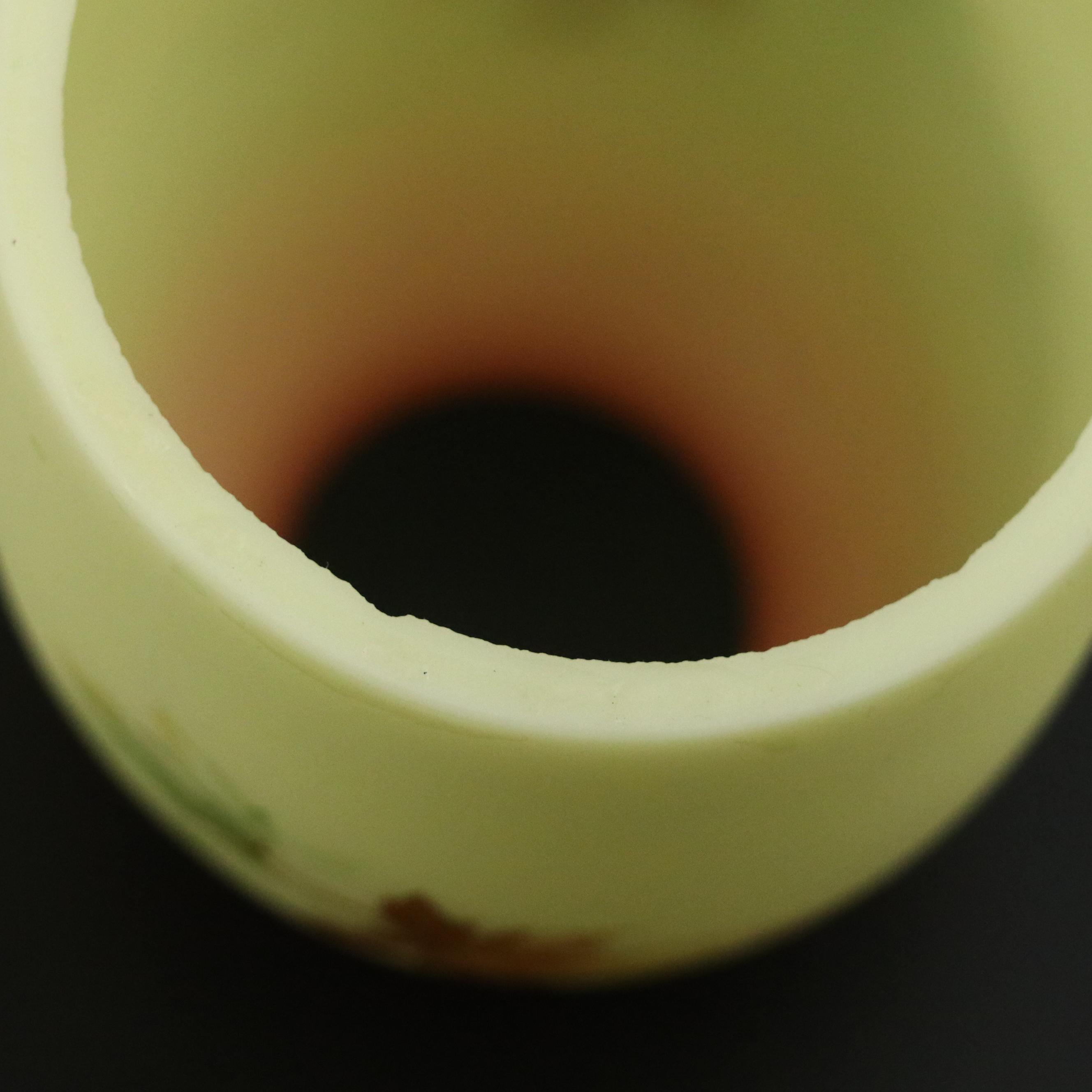 Fenton "Maple Leaf Burmese" Custard Glass Basket Bowl, Fairy Lamp with Rose Bowl