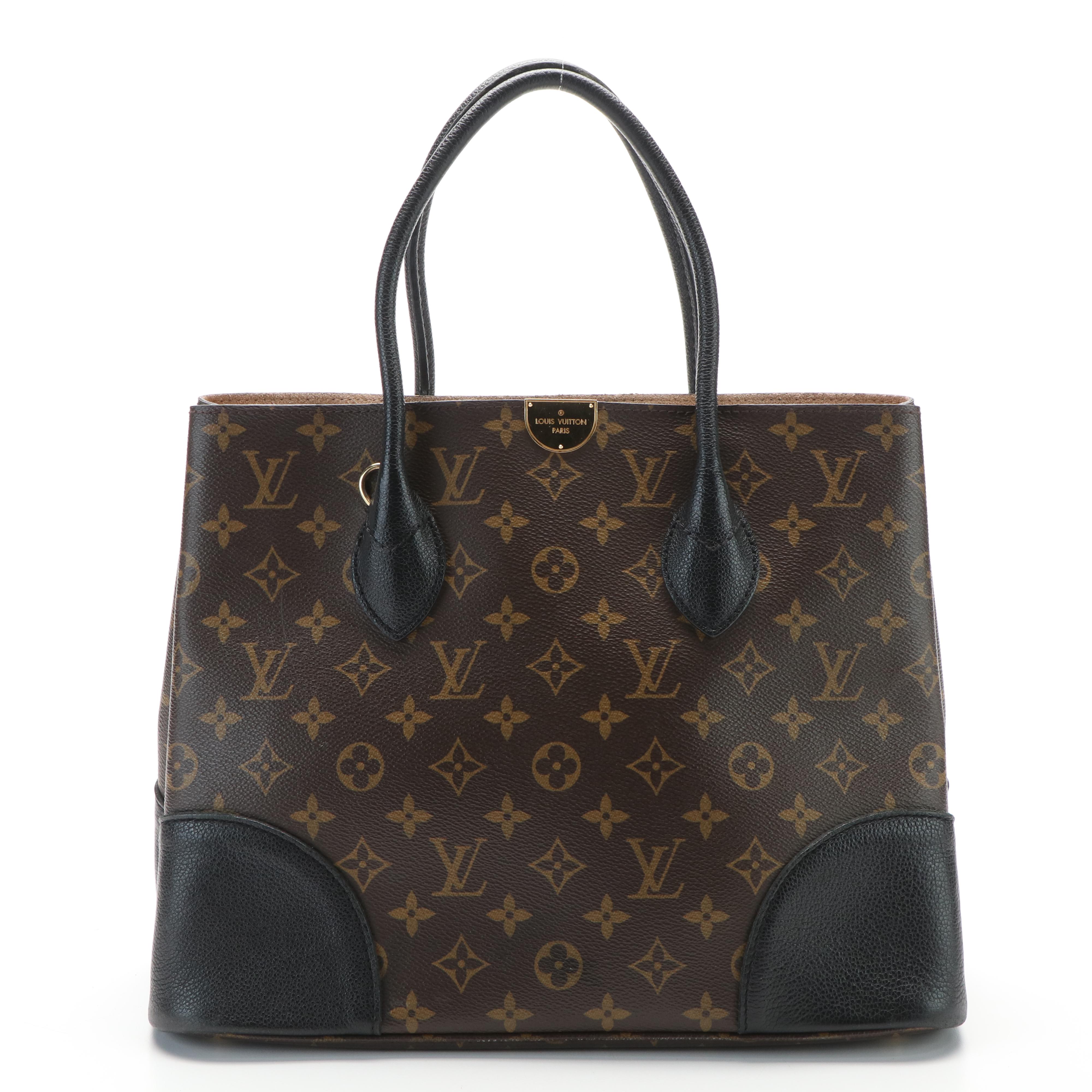 Louis Vuitton  Flandrin Tote Bag in Monogram Coated Canvas and Black Leather