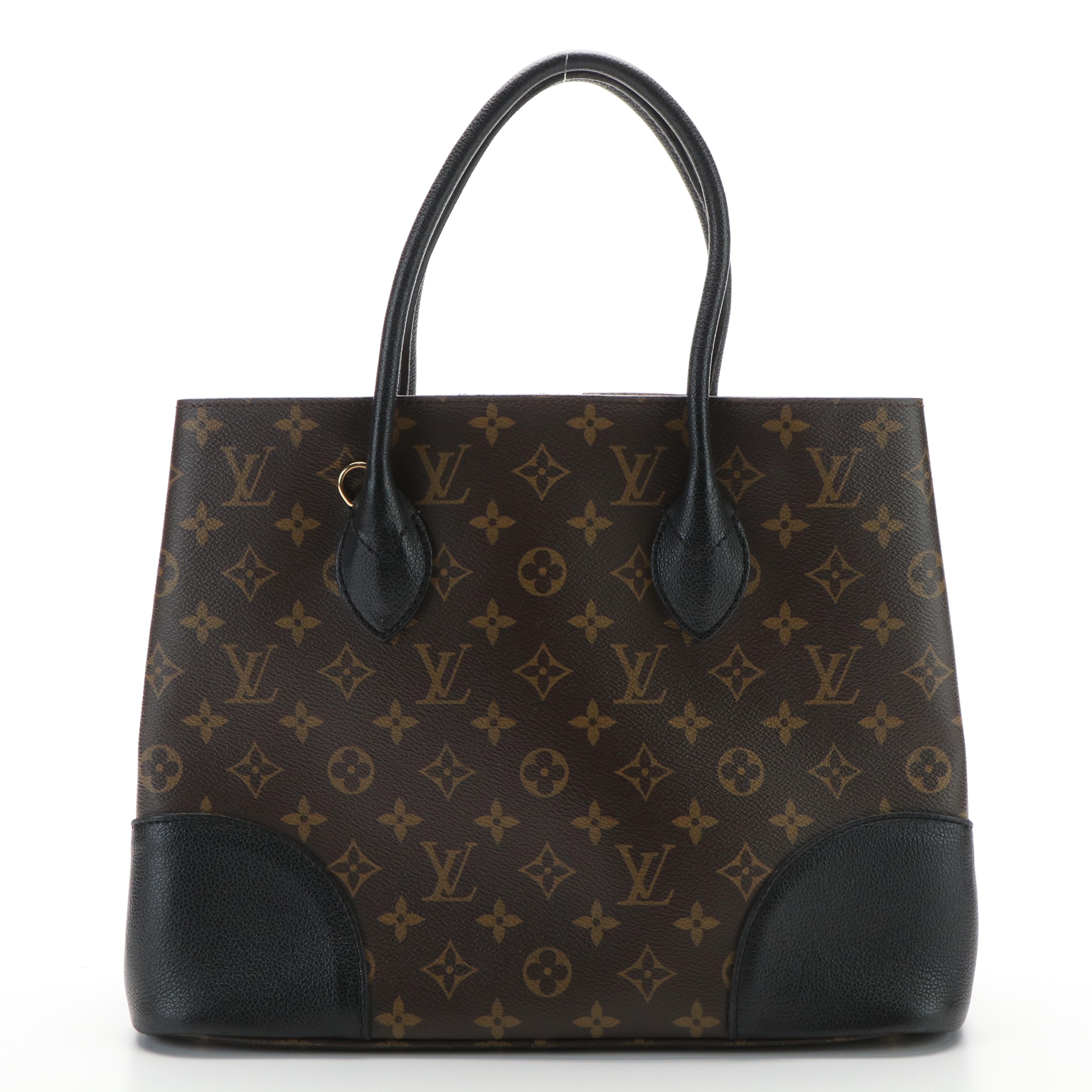 Louis Vuitton  Flandrin Tote Bag in Monogram Coated Canvas and Black Leather