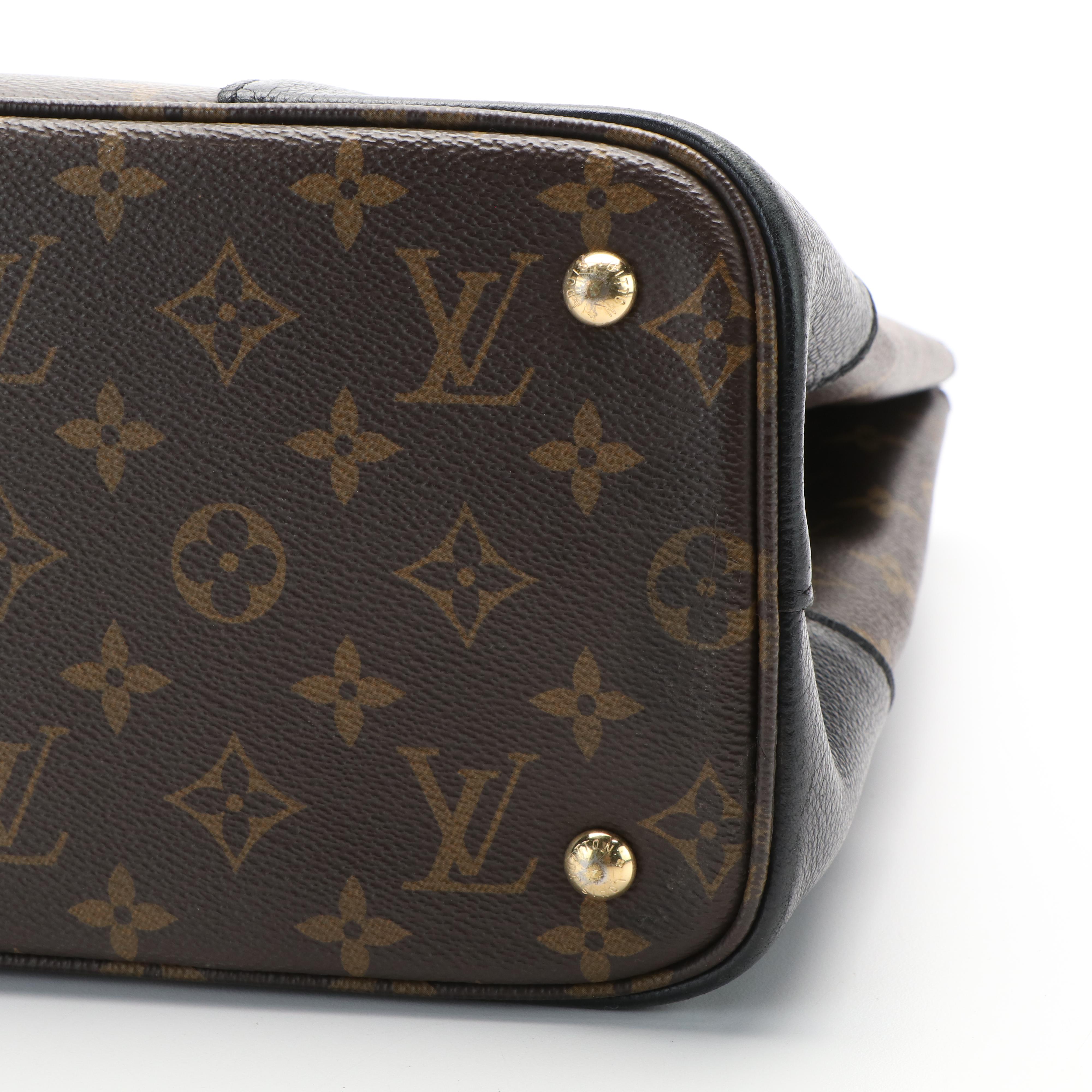 Louis Vuitton  Flandrin Tote Bag in Monogram Coated Canvas and Black Leather