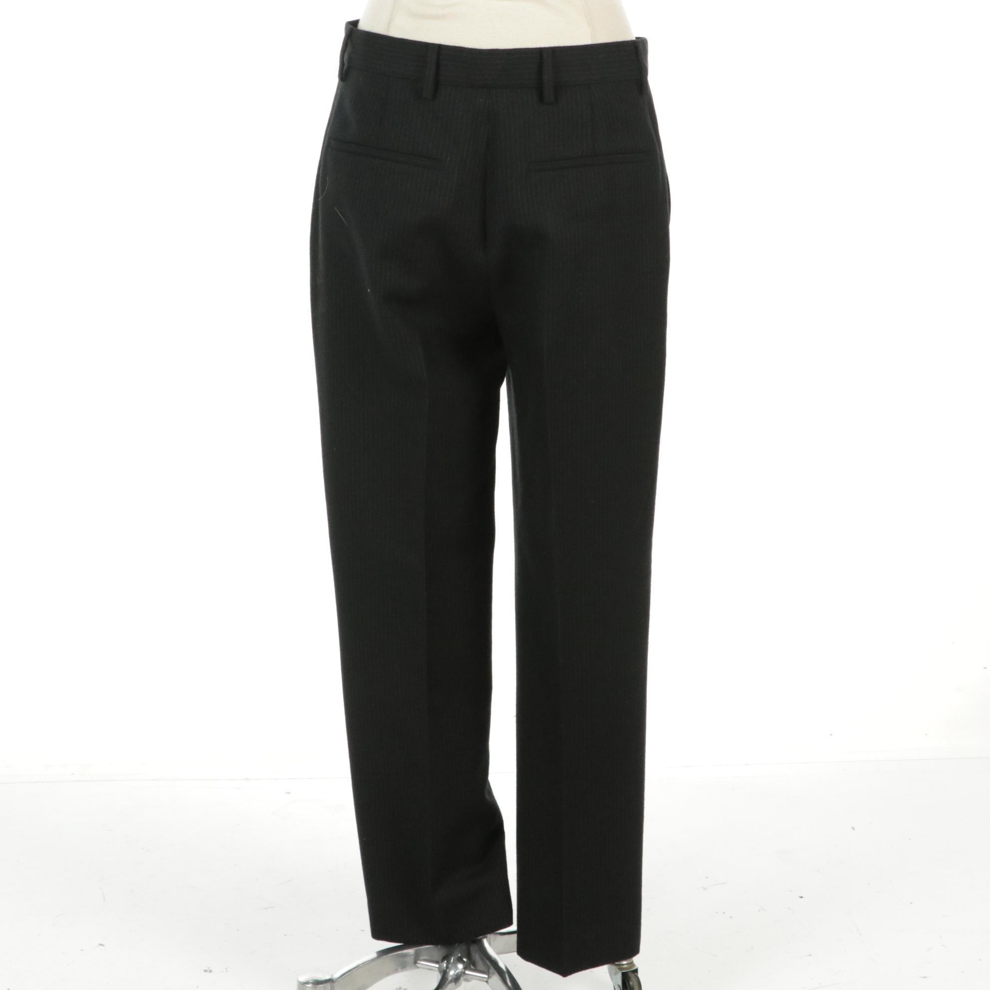 Prada Pinstripe Wool Flat-Front Trousers