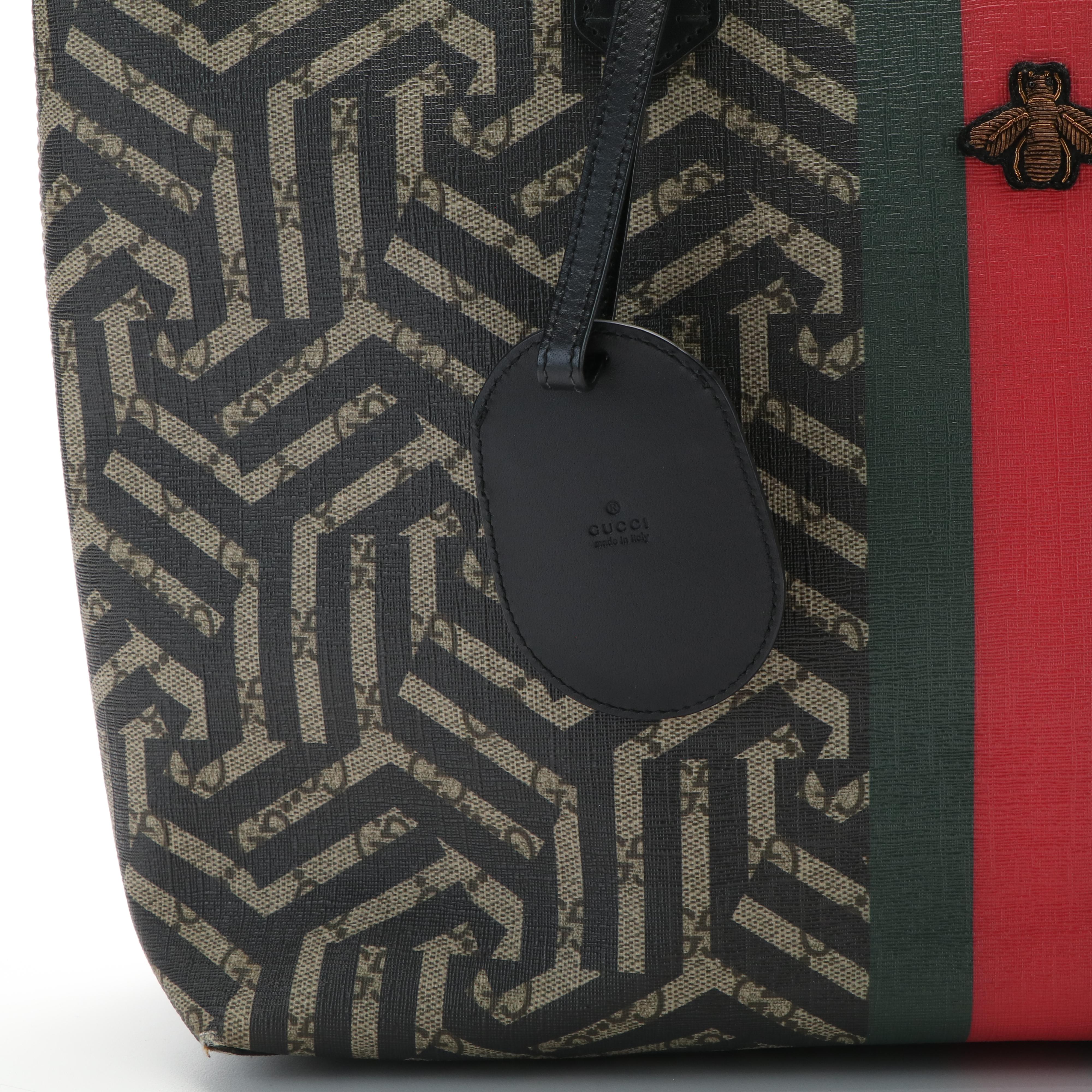 Gucci  Caleido Bee Web Medium Tote Bag in GG Supreme