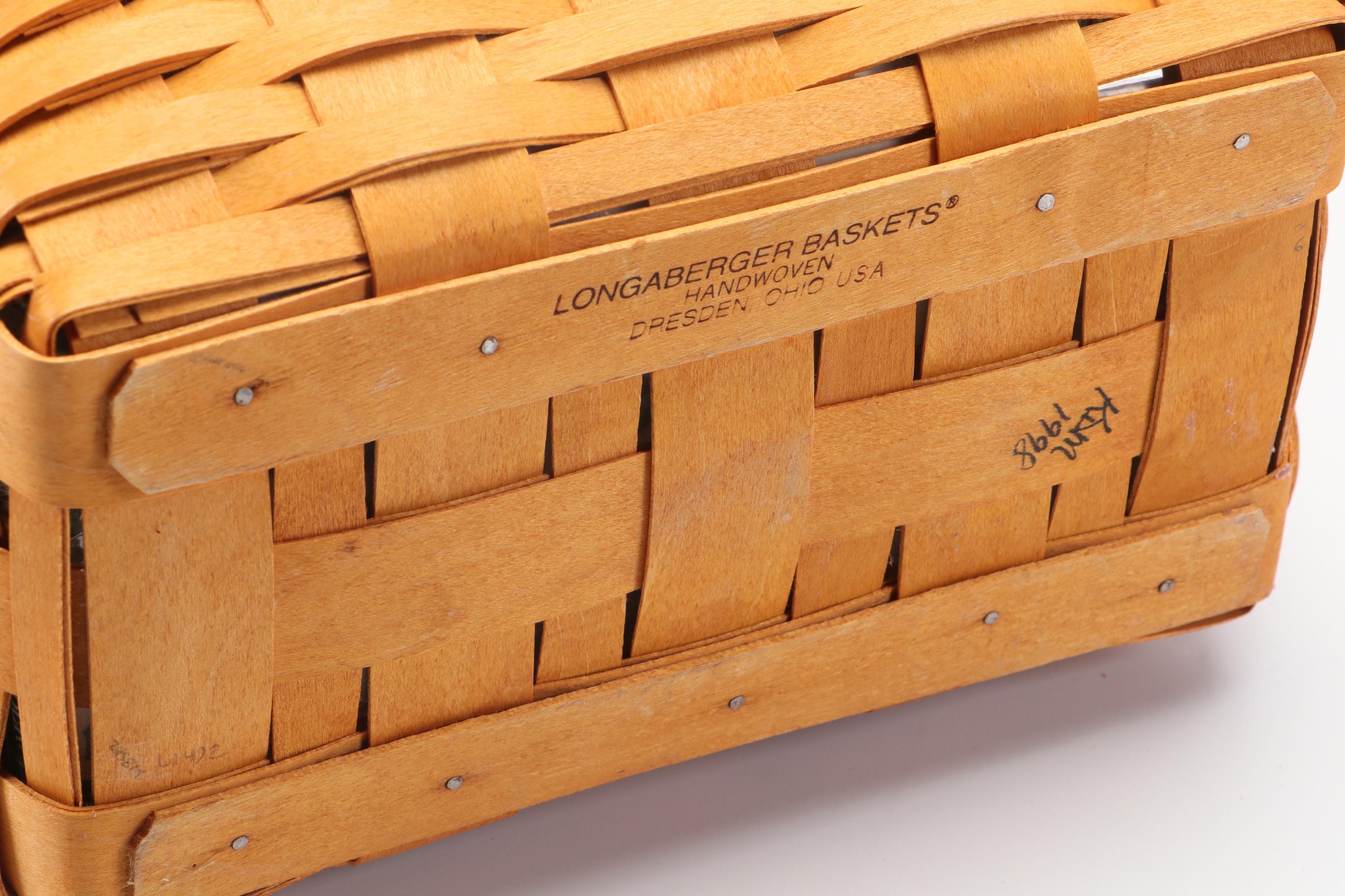 Longaberger Maple Woven Baskets with Fabric Liners, 1990s and 2000s