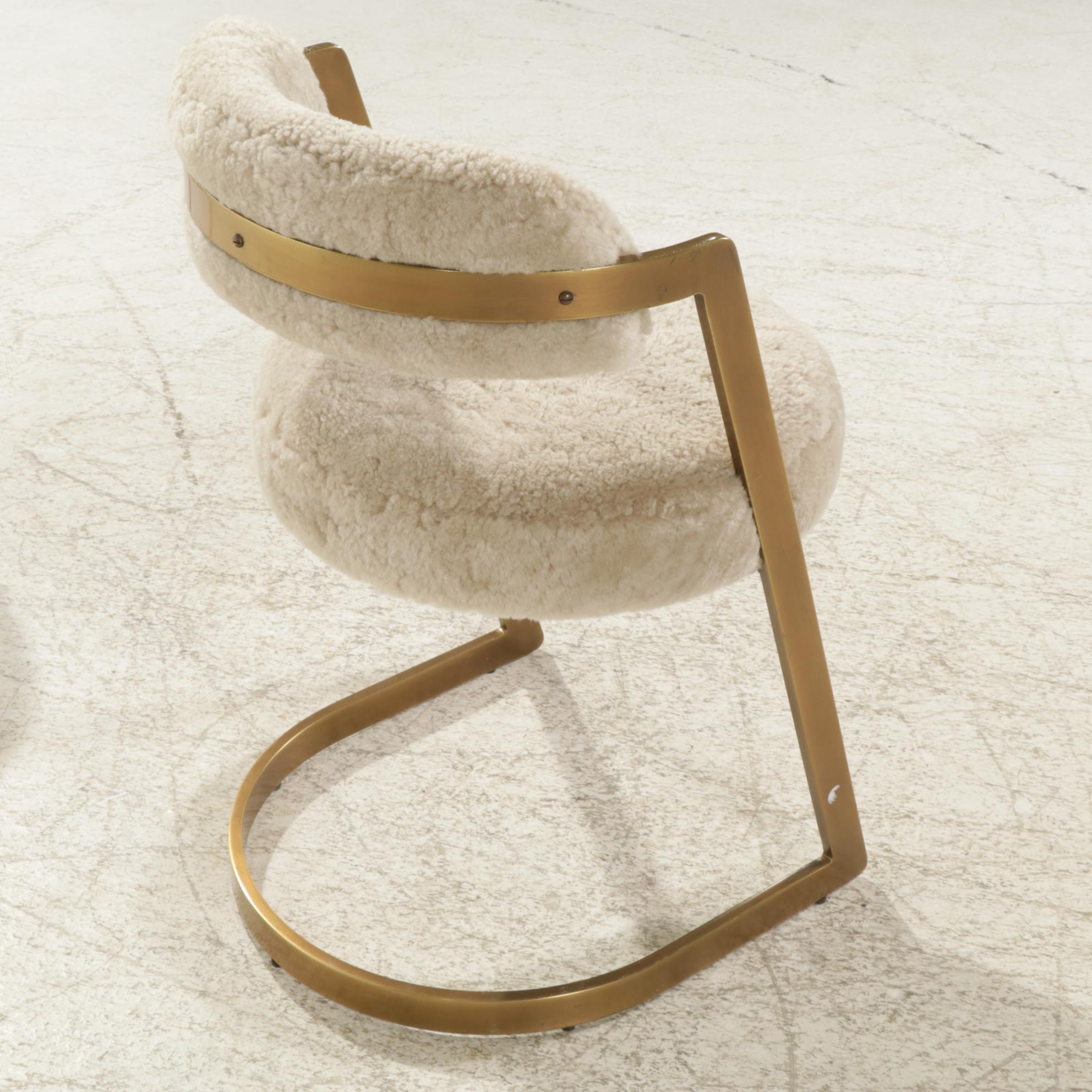 Contemporary Kelly Wearstler Studio Dining Chairs with Fur Upholstery, Pair