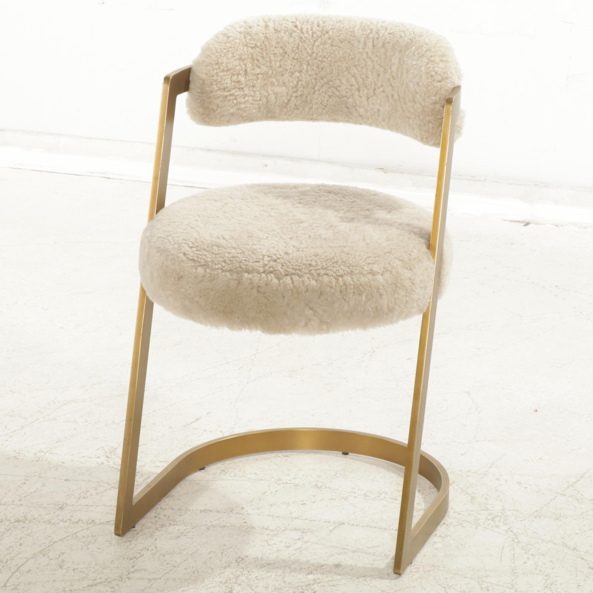 Contemporary Kelly Wearstler Studio Dining Chairs with Fur Upholstery, Pair