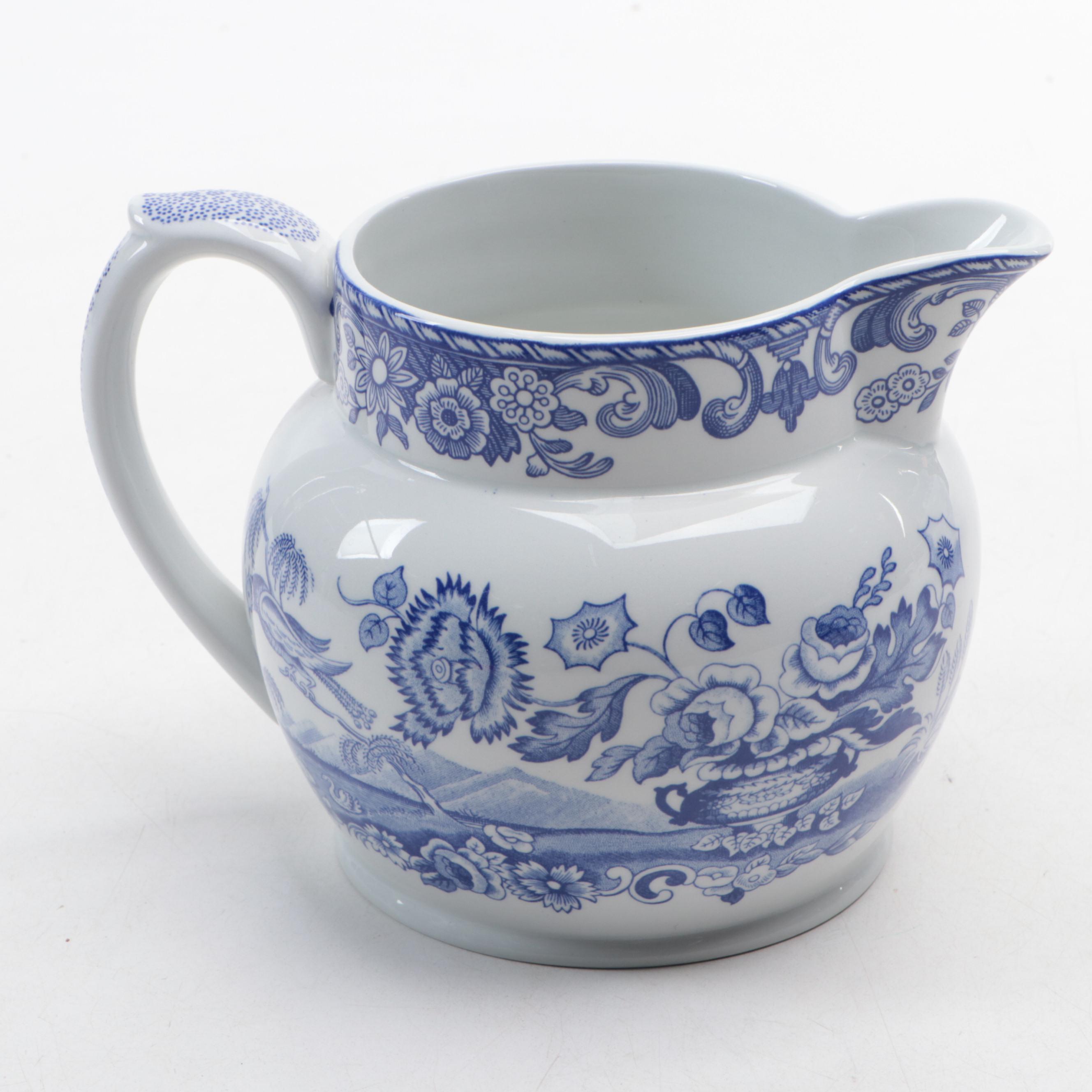 Spode "Blue Italian" Cookie Jar and "Blue Room Collection" Flower Vase Jug