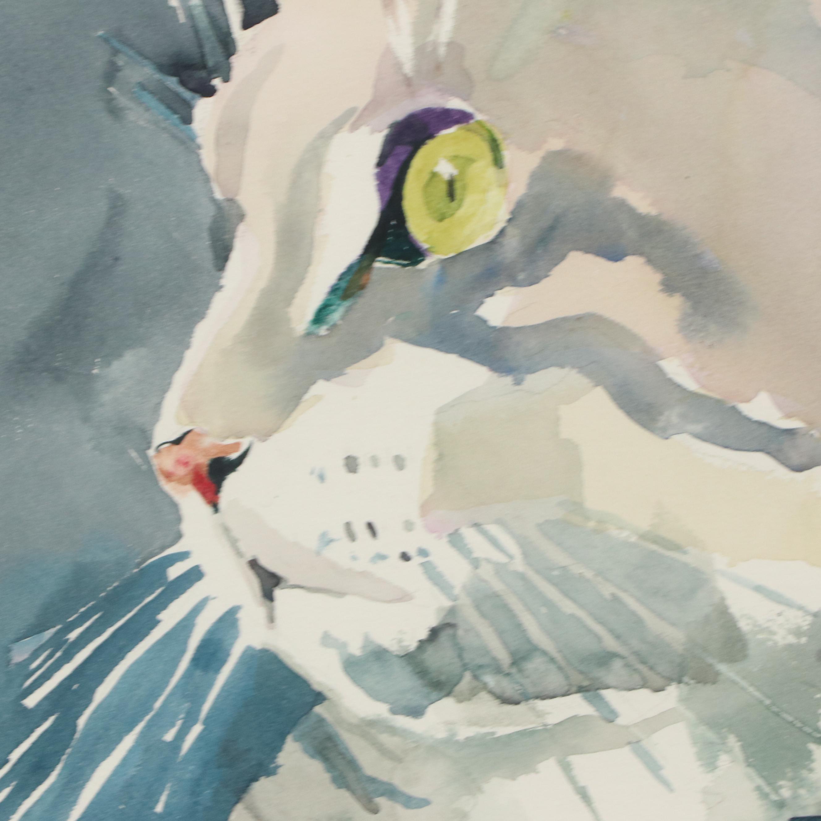 Avie Biedinger Watercolor Cat Portrait "Charlie"