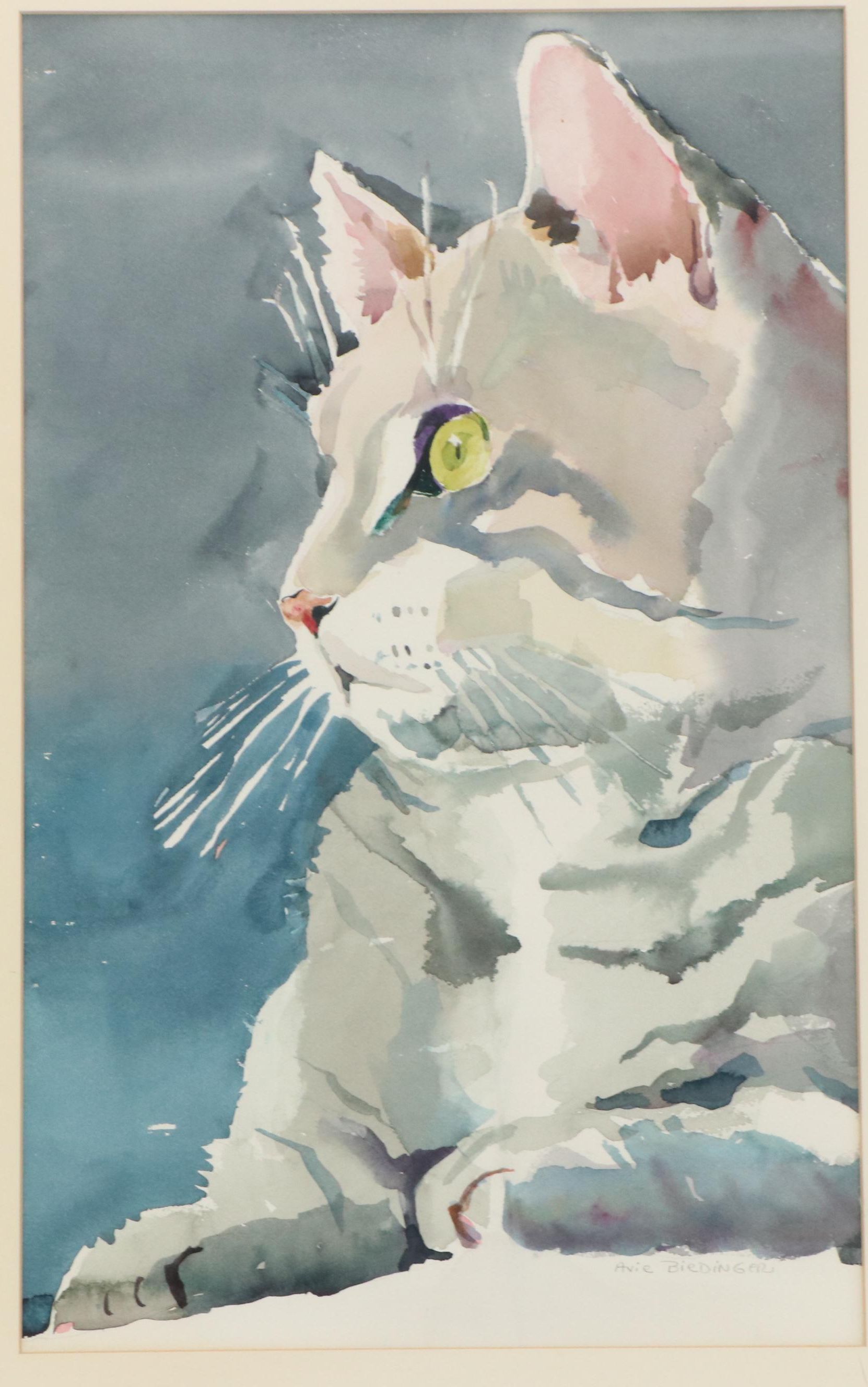 Avie Biedinger Watercolor Cat Portrait "Charlie"