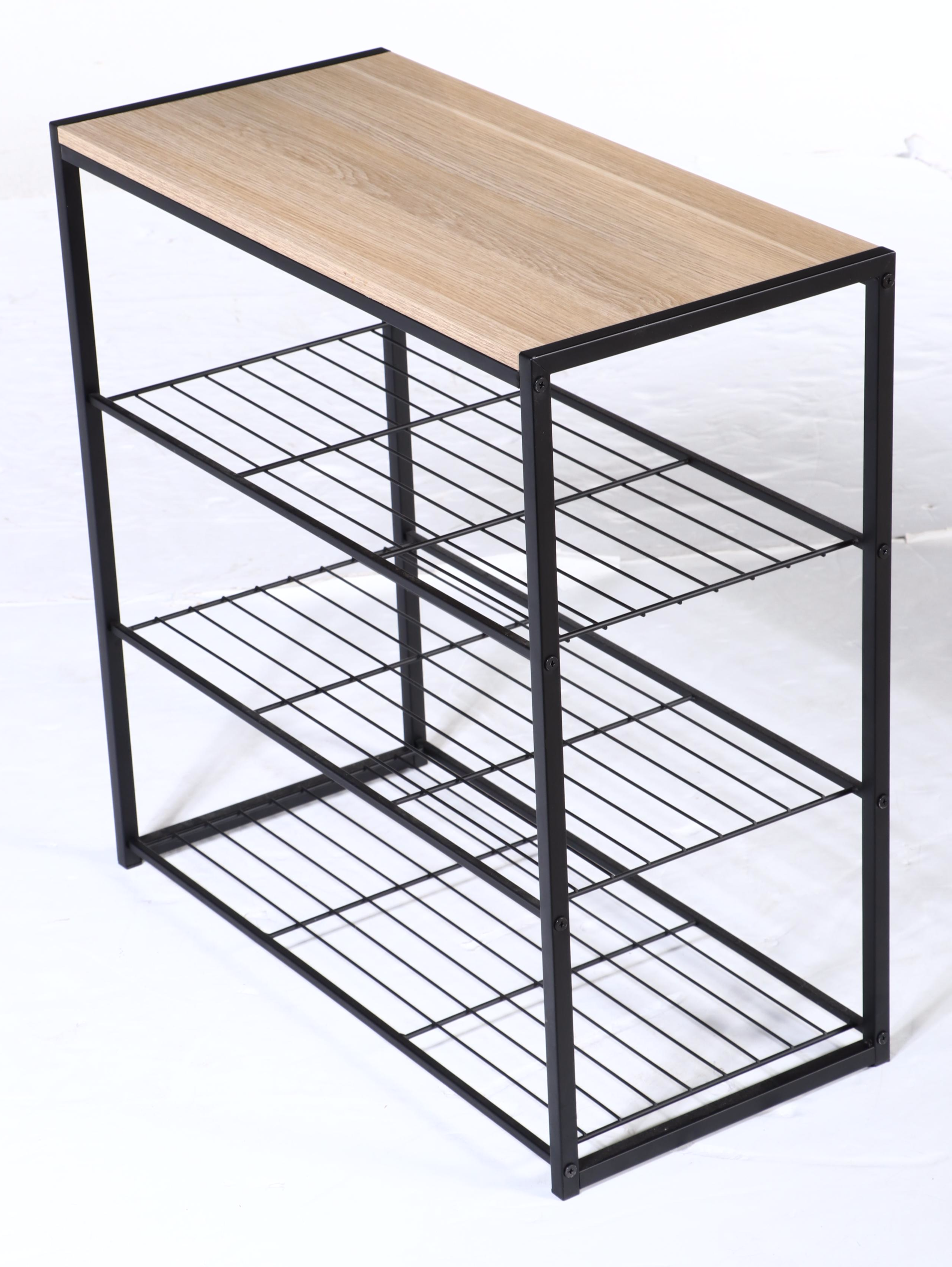 Contemporary Butcher Block Top Kitchen Cart with Storage Shelf