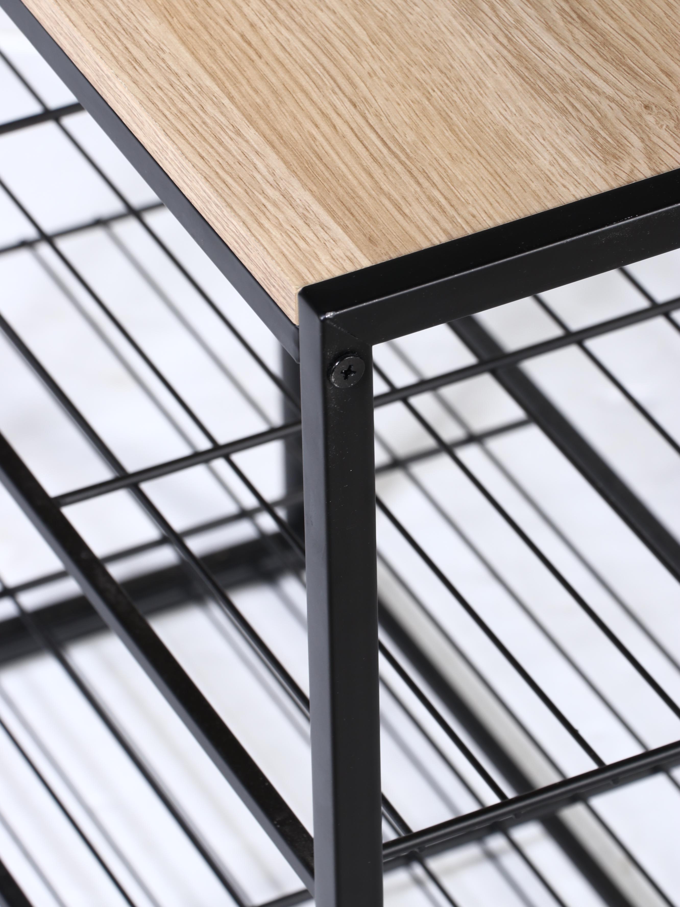 Contemporary Butcher Block Top Kitchen Cart with Storage Shelf