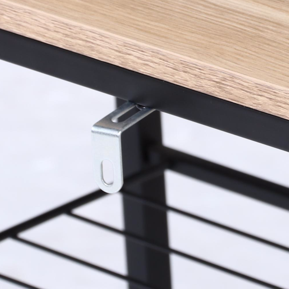 Contemporary Butcher Block Top Kitchen Cart with Storage Shelf