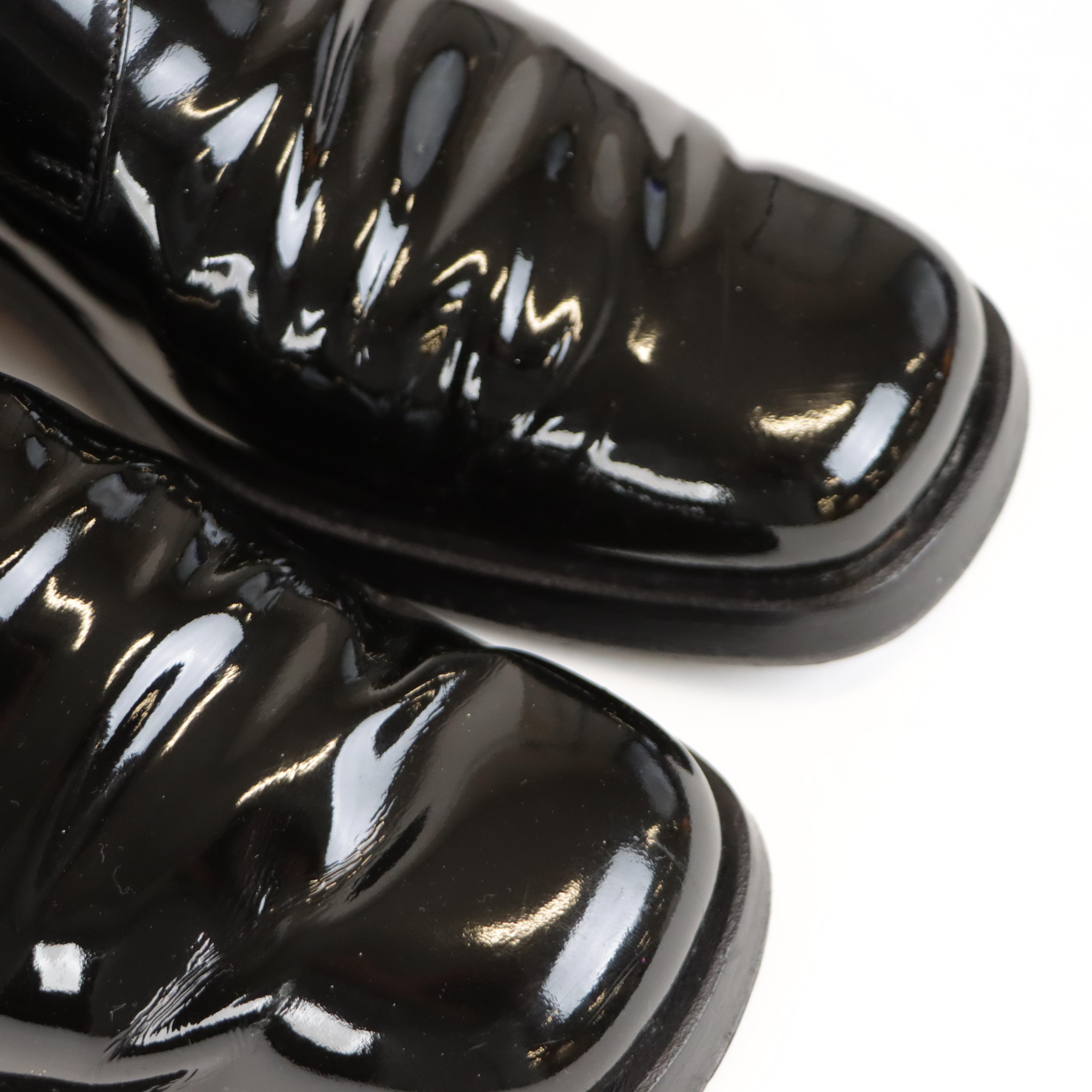 Men’s Gucci Black Patent Leather Buckle Boots