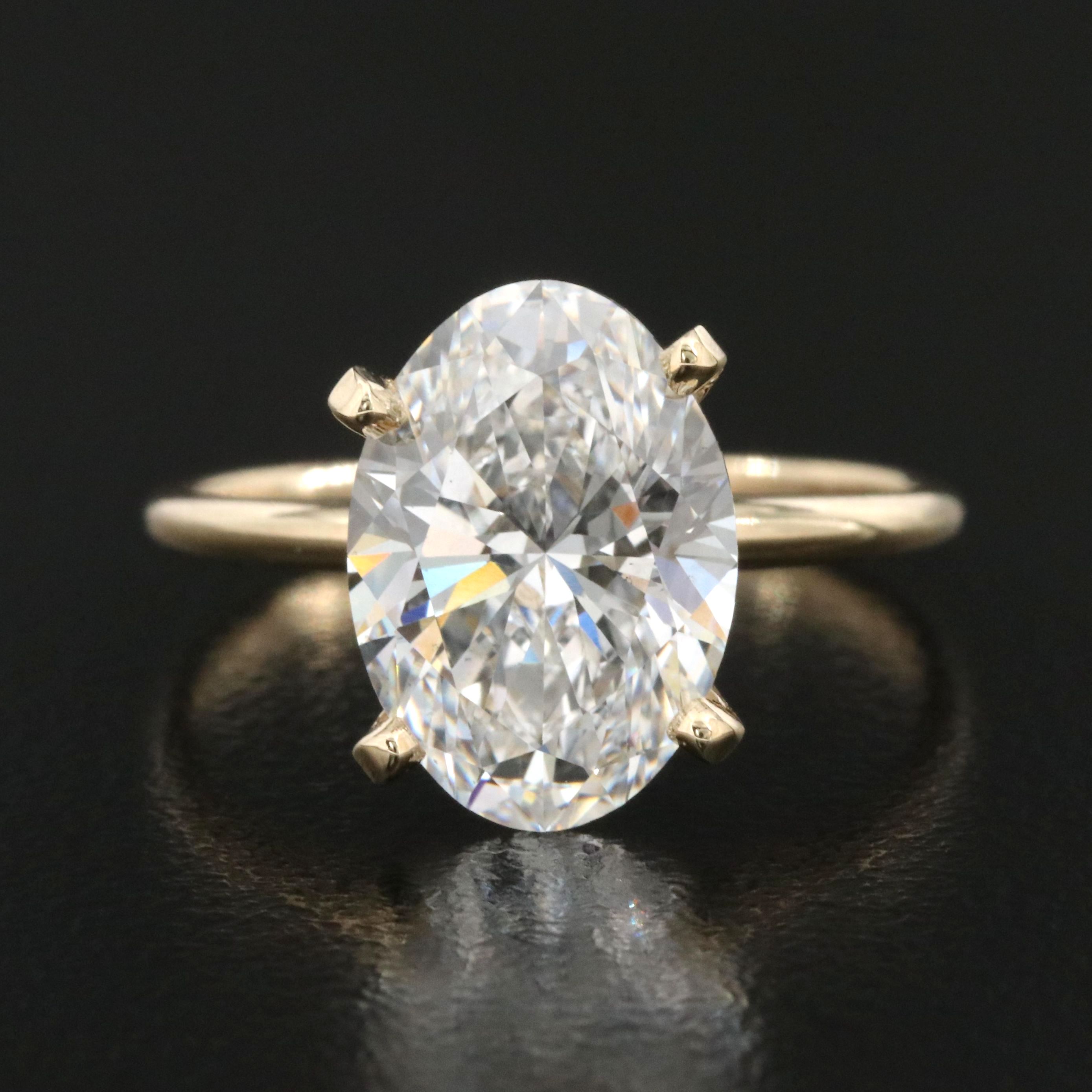 14K 4.05 CT Lab Grown Diamond Solitaire Ring with IGI Report