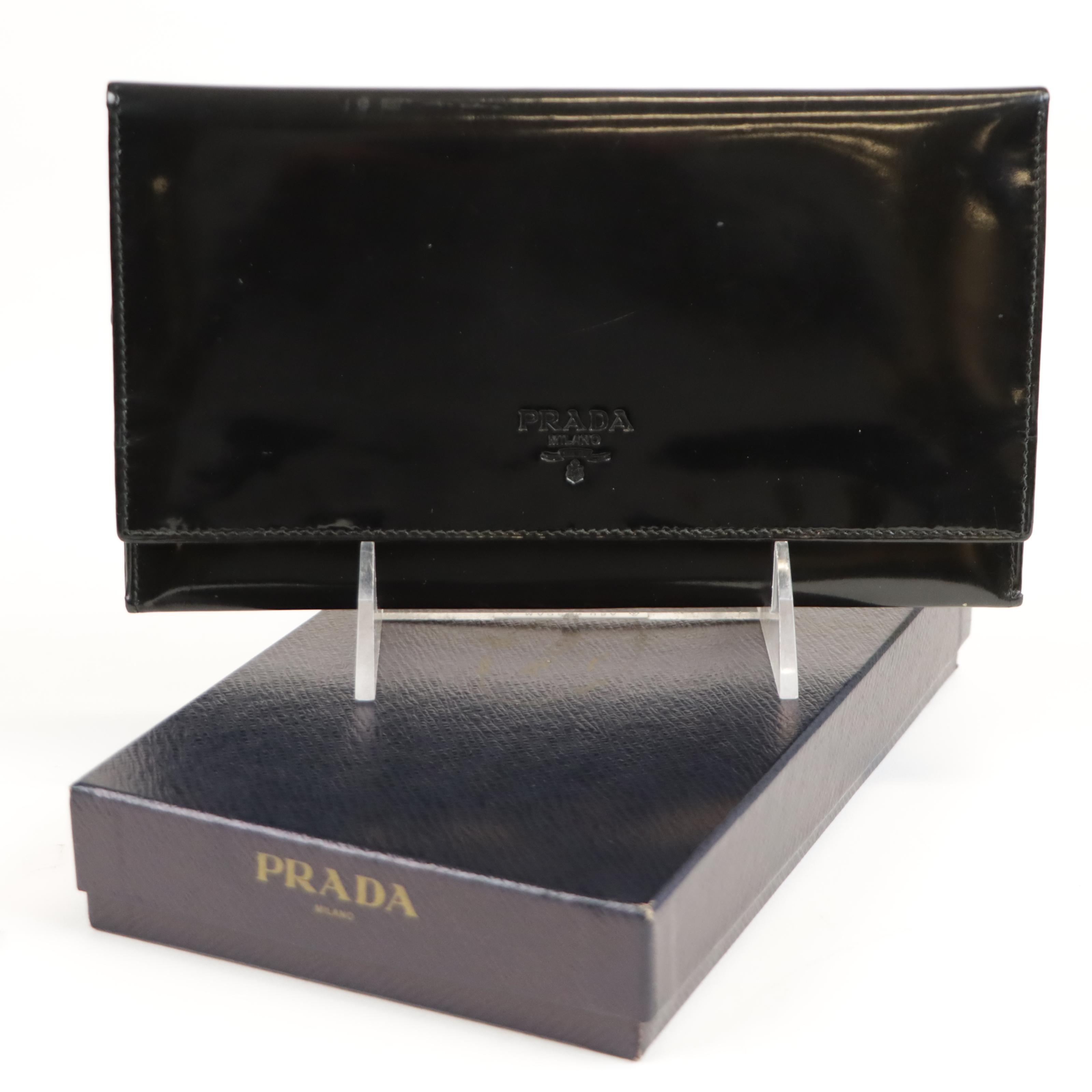 Prada Black Patent Leather Bi-Fold Wallet