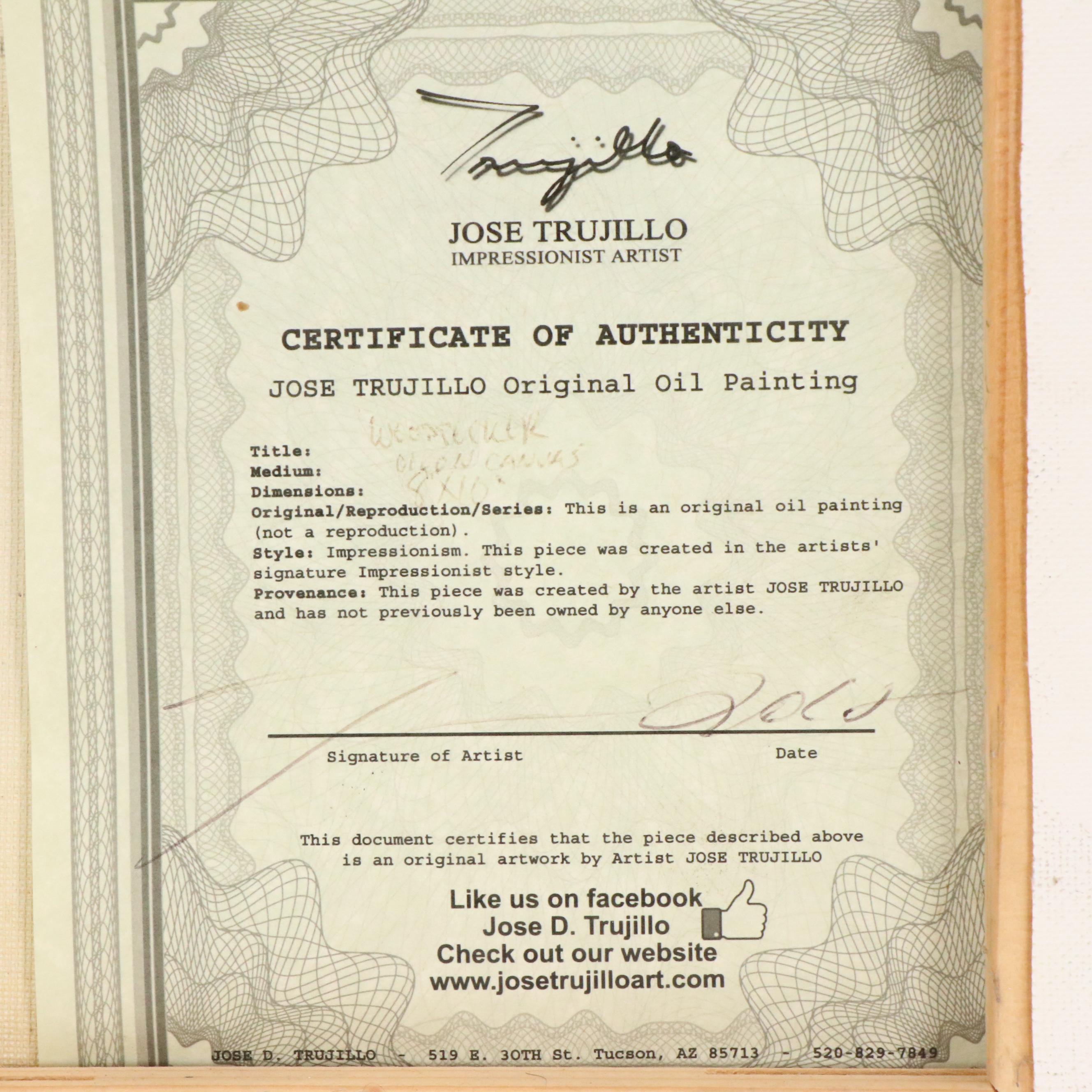 Jose Trujillo Oil Painting "Woodpecker"