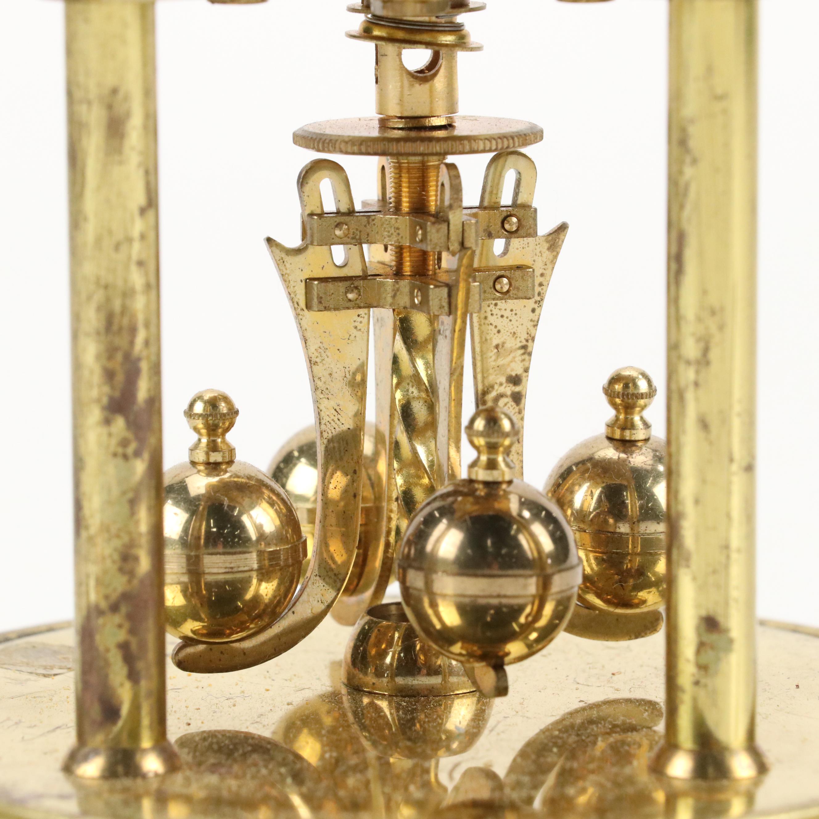 Kundo West German Brass and Glass 400 Day Anniversary Clock