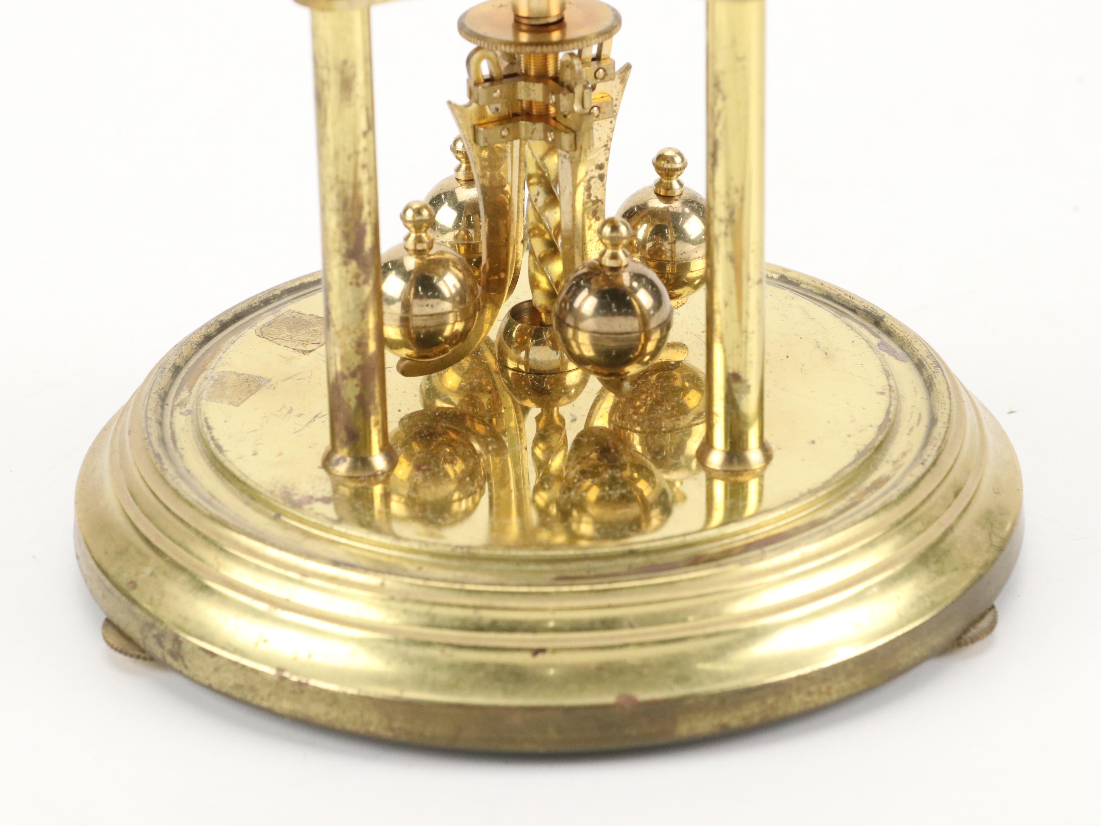 Kundo West German Brass and Glass 400 Day Anniversary Clock