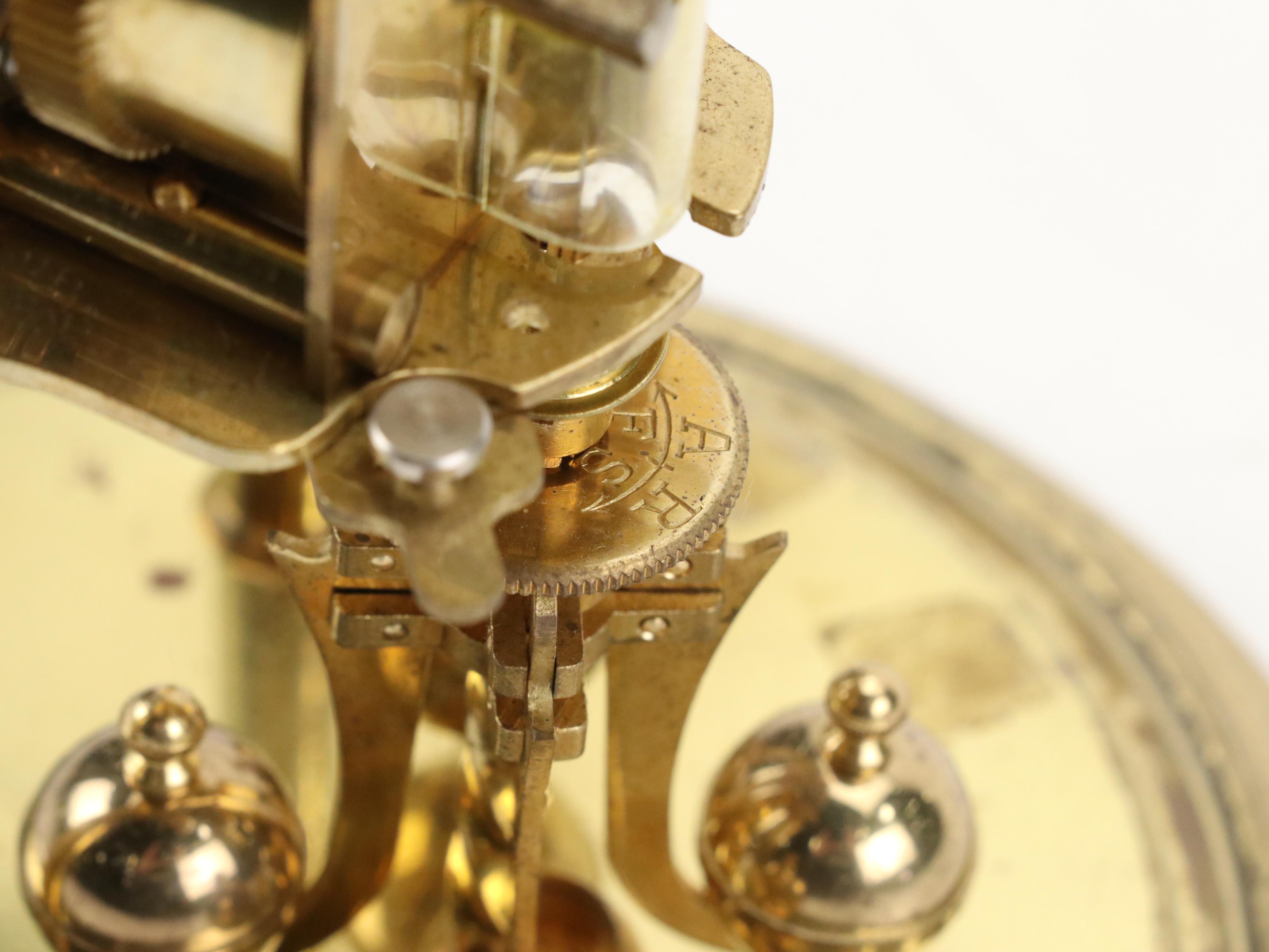 Kundo West German Brass and Glass 400 Day Anniversary Clock