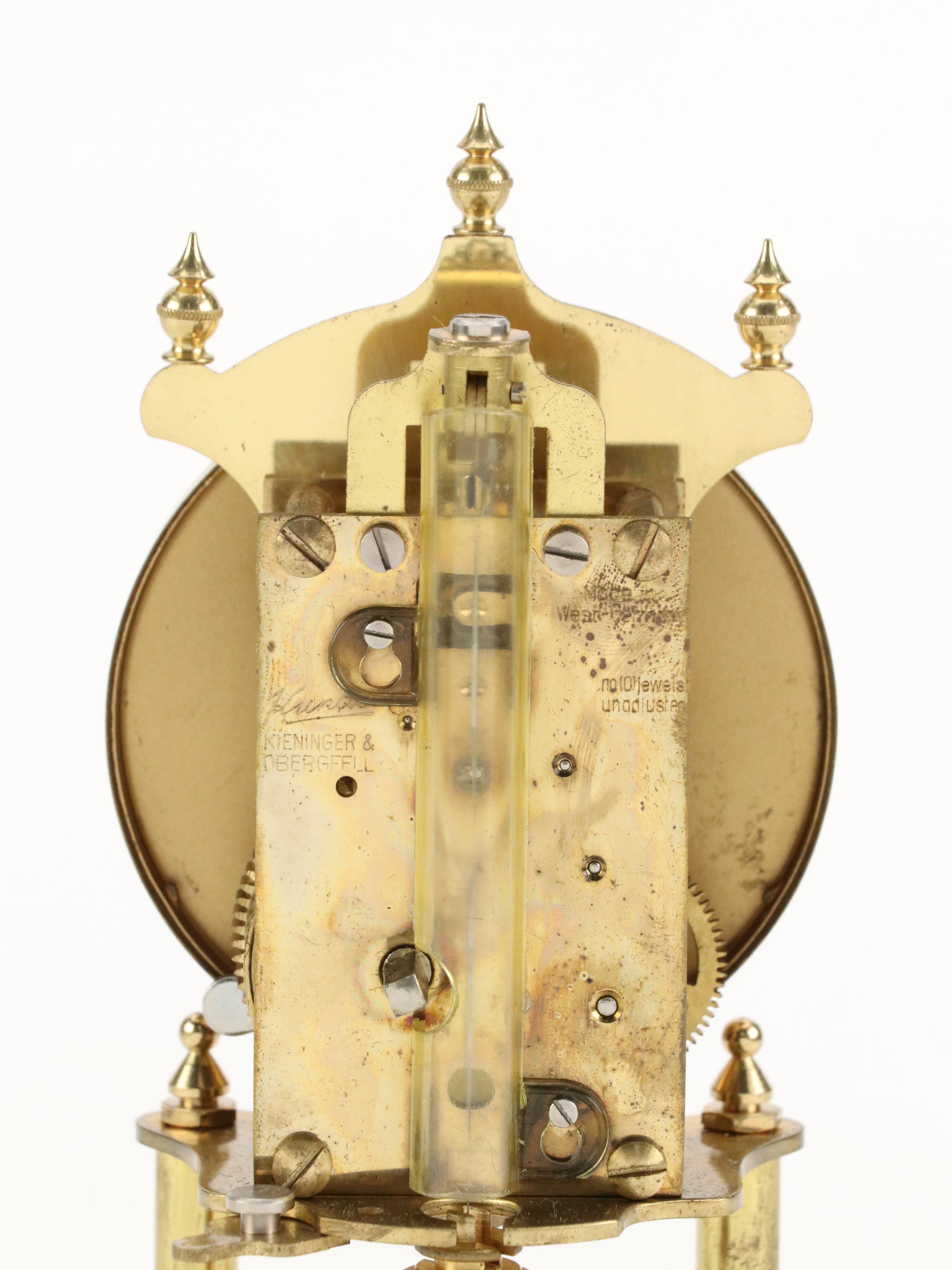 Kundo West German Brass and Glass 400 Day Anniversary Clock