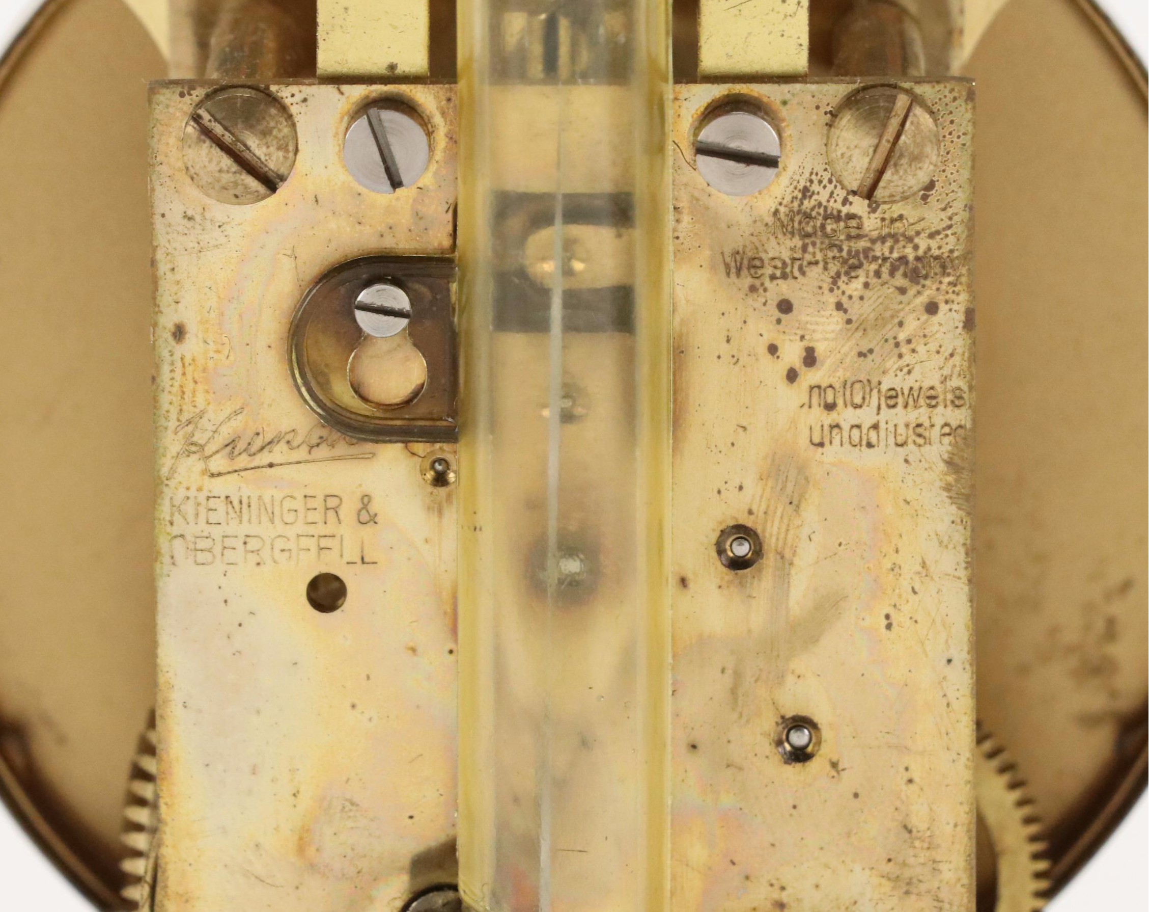 Kundo West German Brass and Glass 400 Day Anniversary Clock