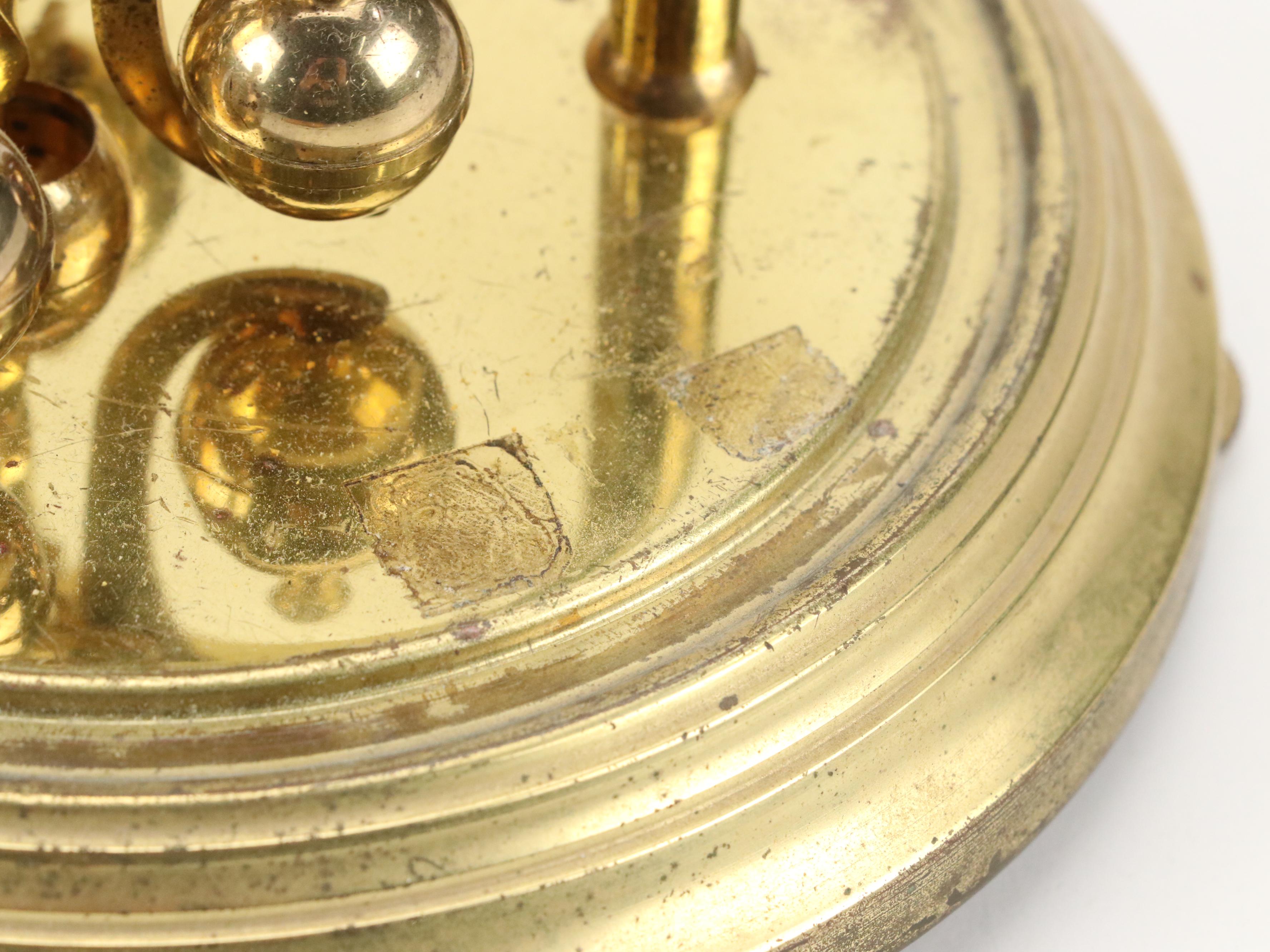 Kundo West German Brass and Glass 400 Day Anniversary Clock