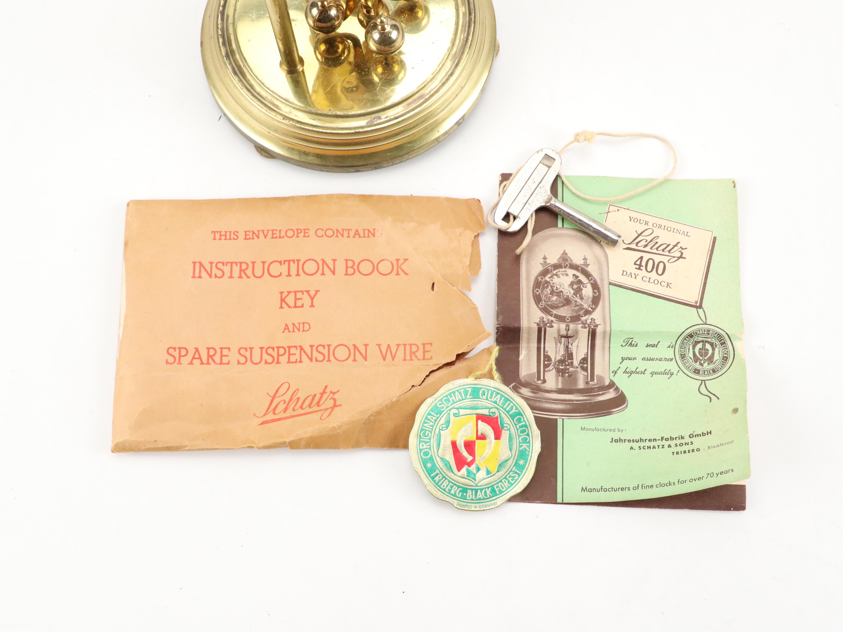 Kundo West German Brass and Glass 400 Day Anniversary Clock