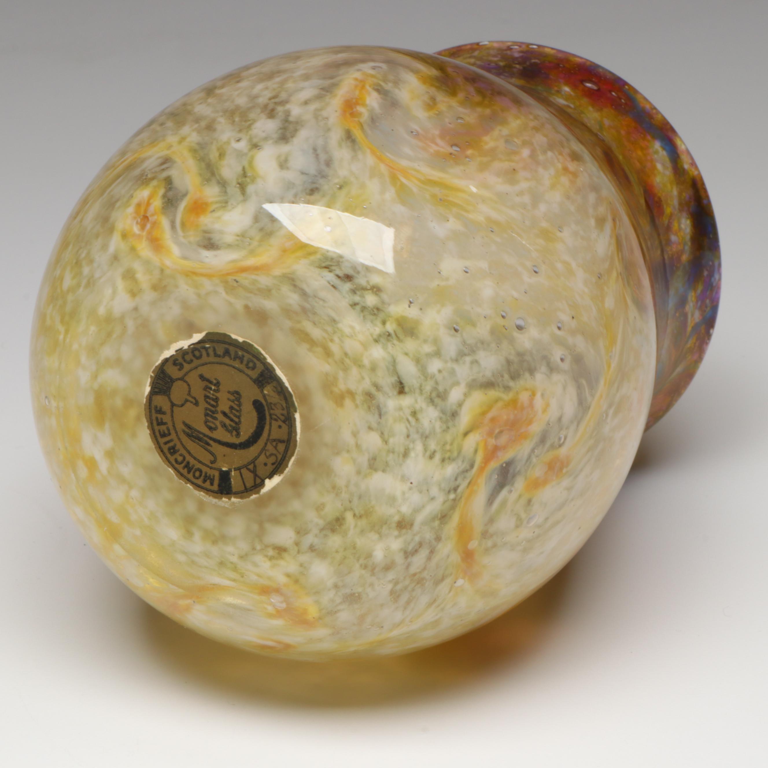 Monart Scottish Swirl Art Glass Vase, Mid-20th Century
