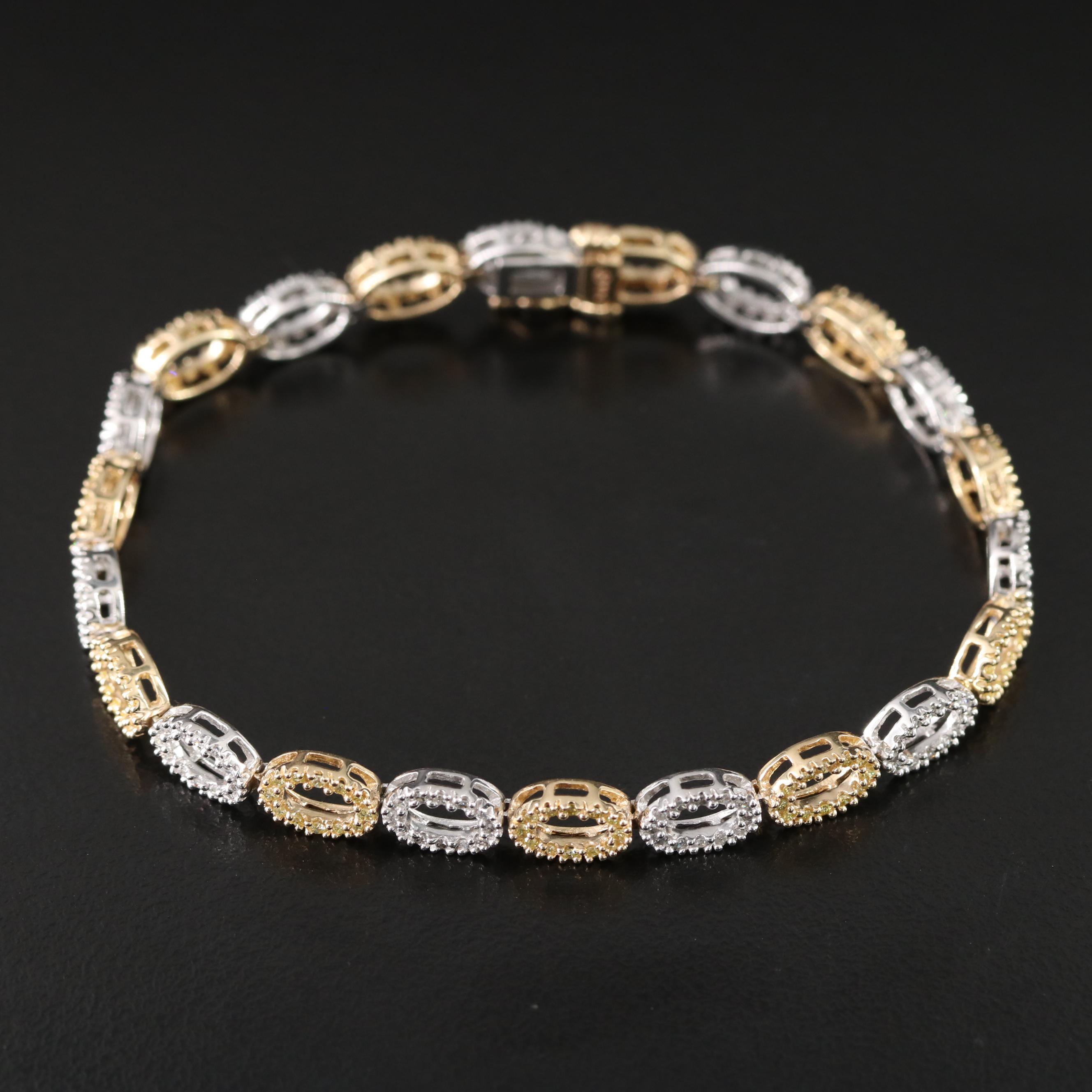 14K Two-Tone 0.75 CTW Diamond Bracelet with Lab Grown Fancy Diamonds