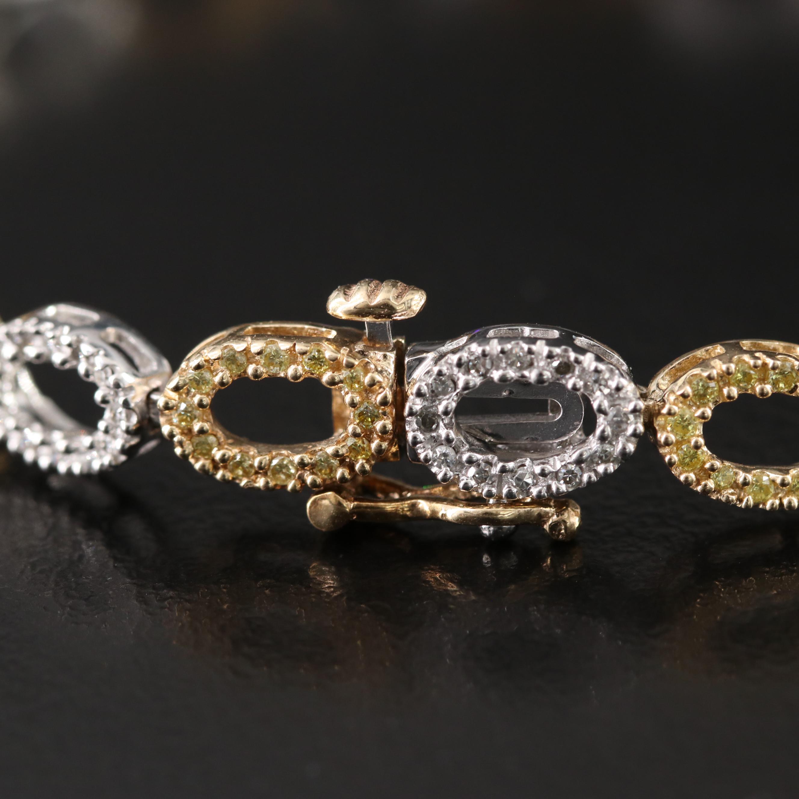14K Two-Tone 0.75 CTW Diamond Bracelet with Lab Grown Fancy Diamonds