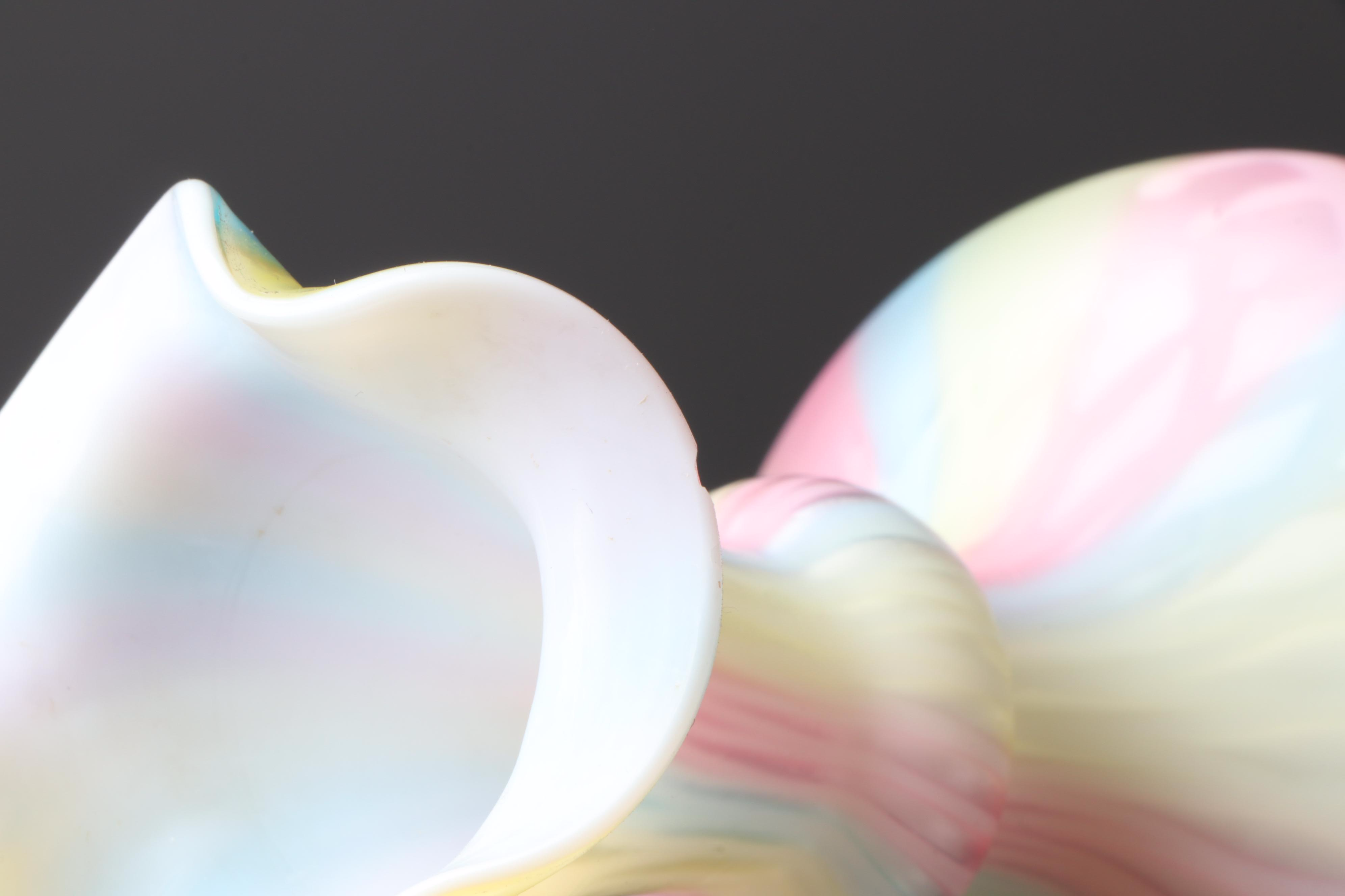 Vaseline Glass Basket, Bowl and Plate with Satin Glass Vase and Pitcher