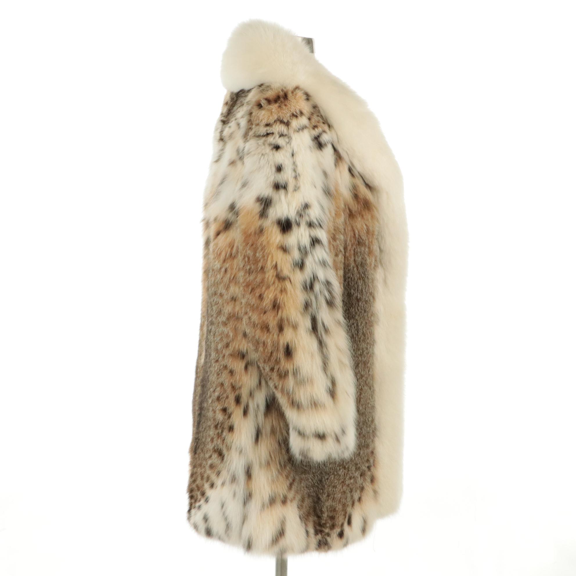 Canadian Lynx Fur Stroller Coat with Arctic Fox Fur Trim