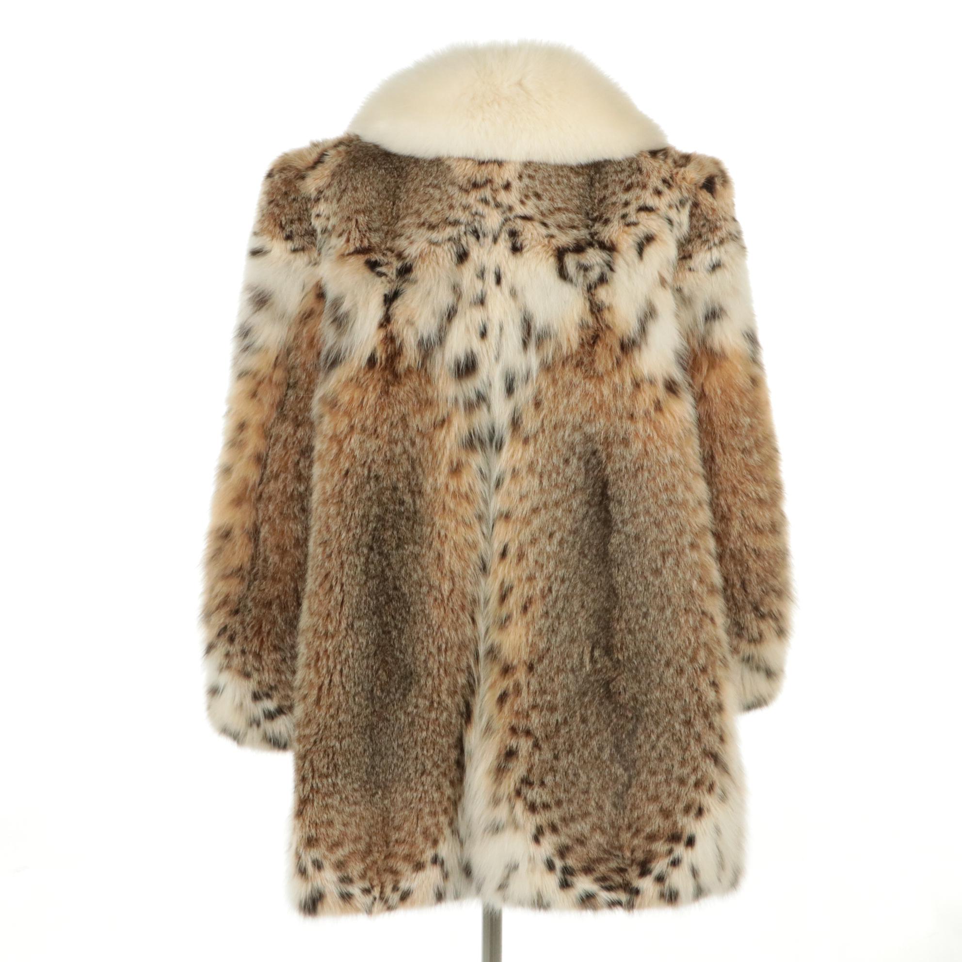 Canadian Lynx Fur Stroller Coat with Arctic Fox Fur Trim
