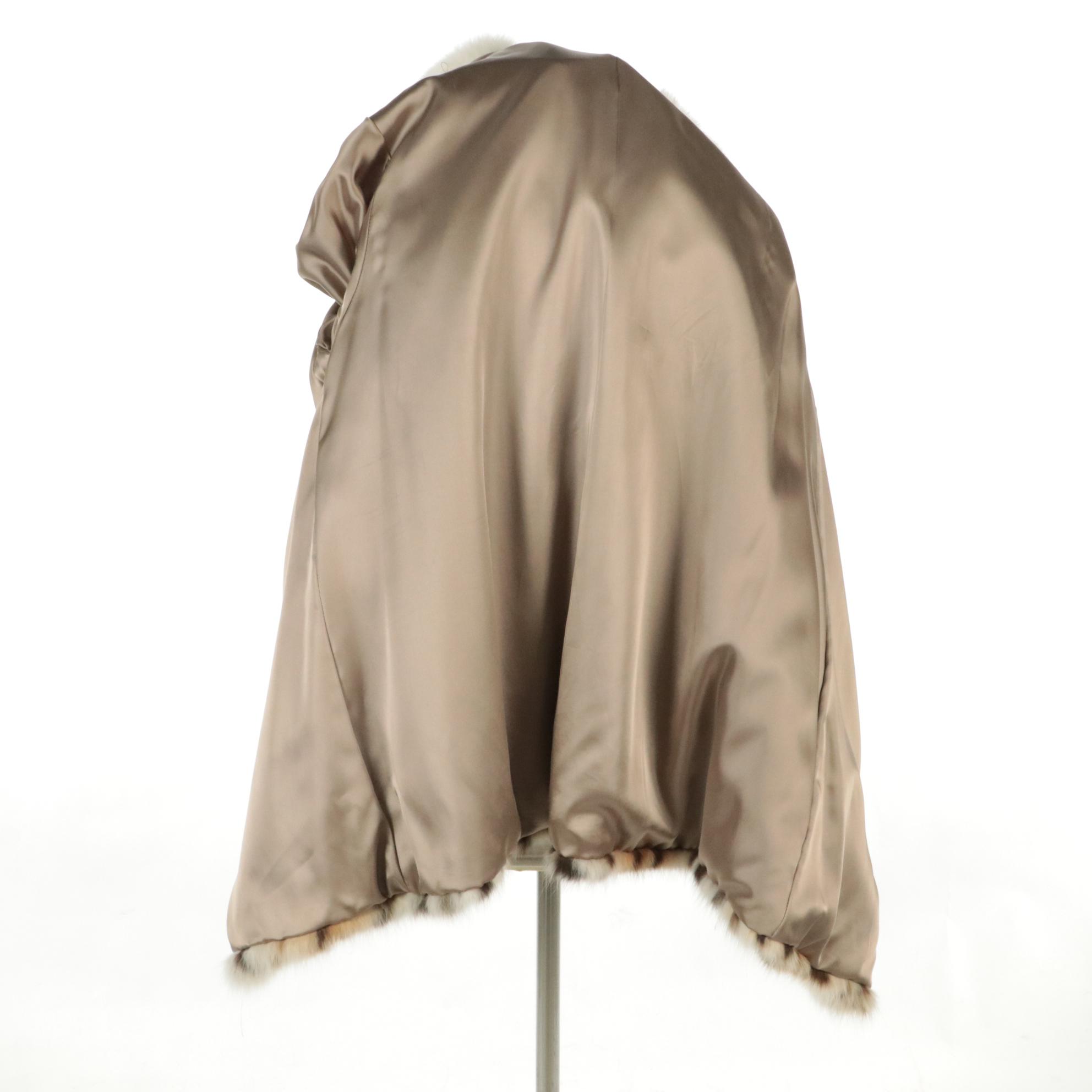 Canadian Lynx Fur Stroller Coat with Arctic Fox Fur Trim