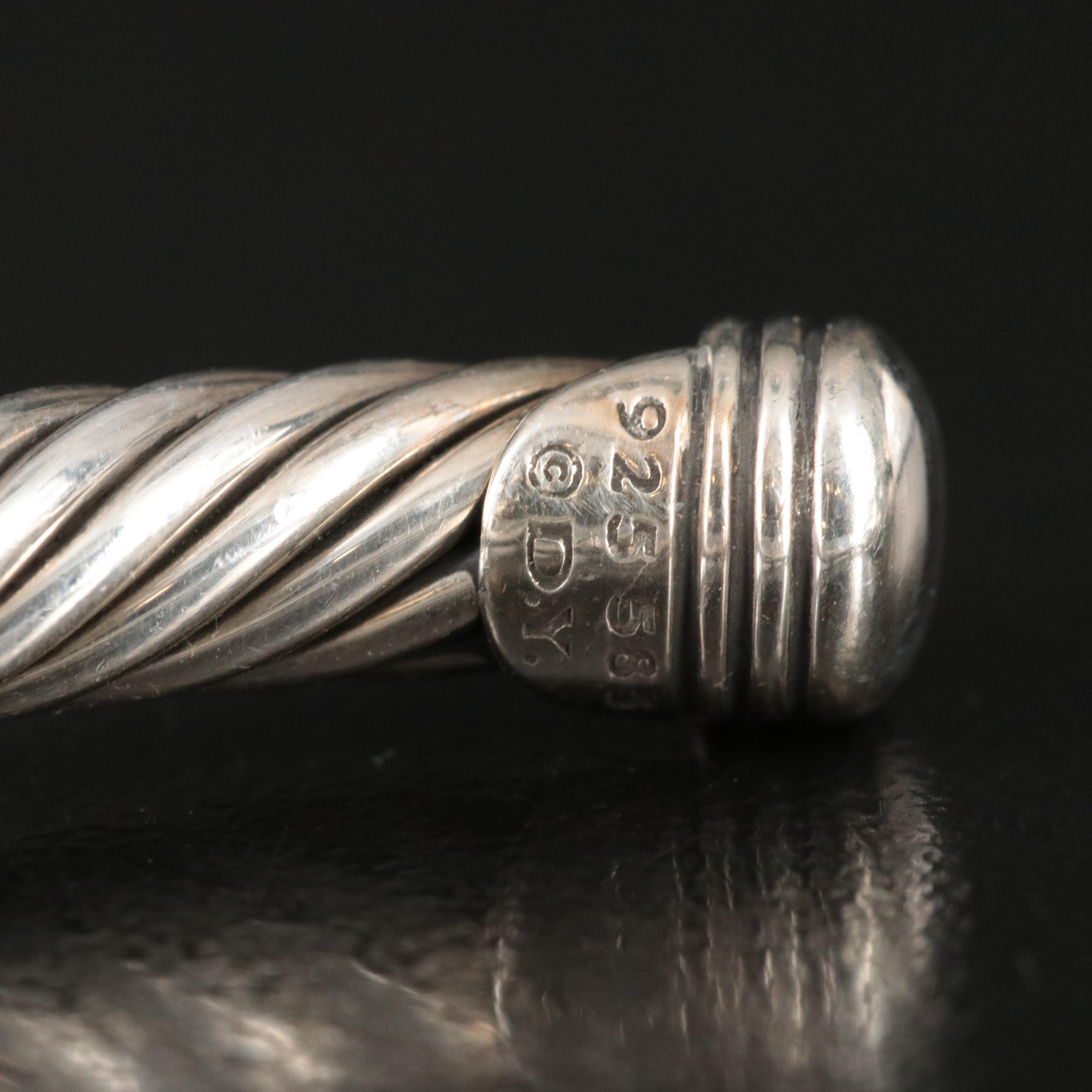 David Yurman Sterling and 14K X Station Cable Cuff Bracelet