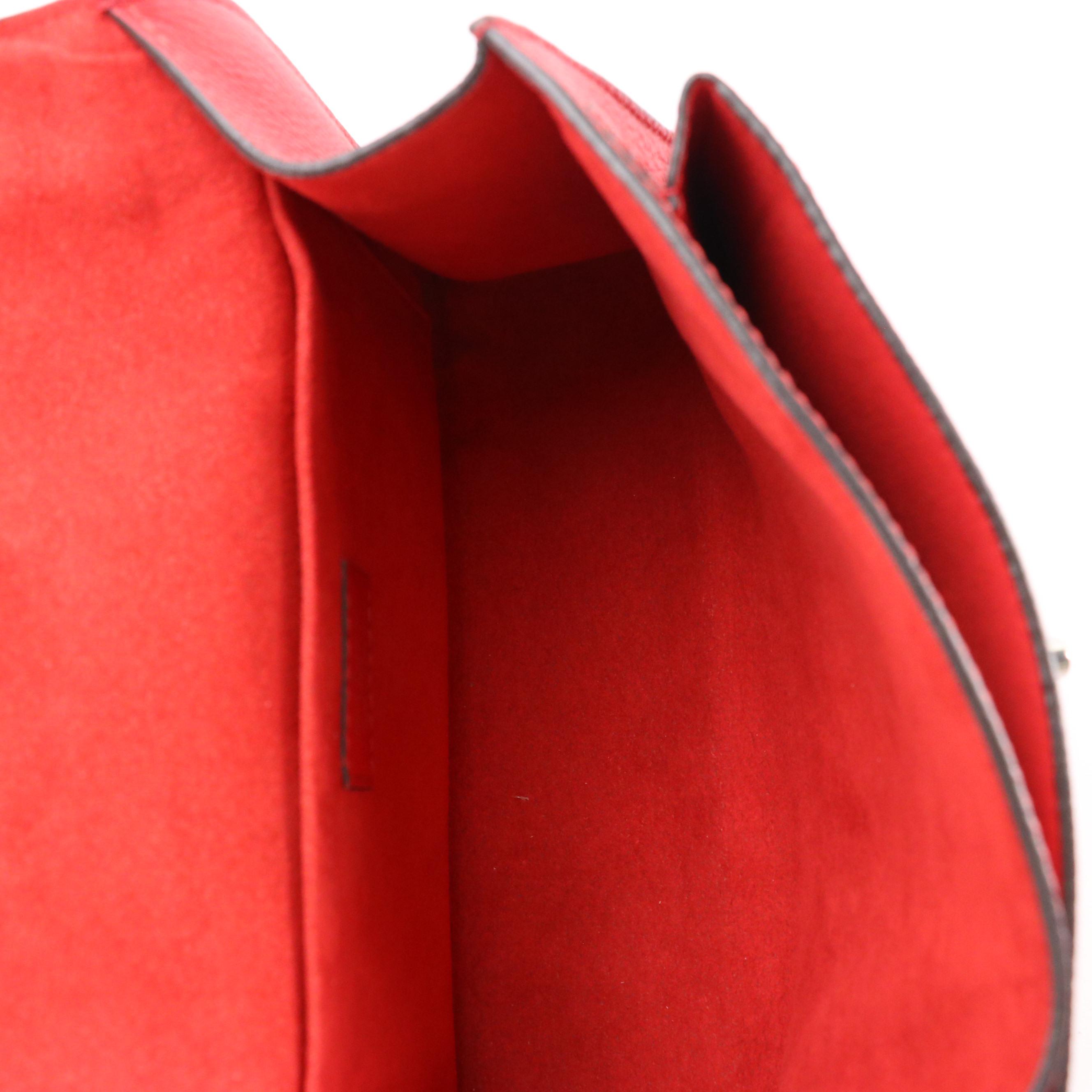 Louis Vuitton Mylockme BB Chain Bag in Rubis Pebbled Leather with Box