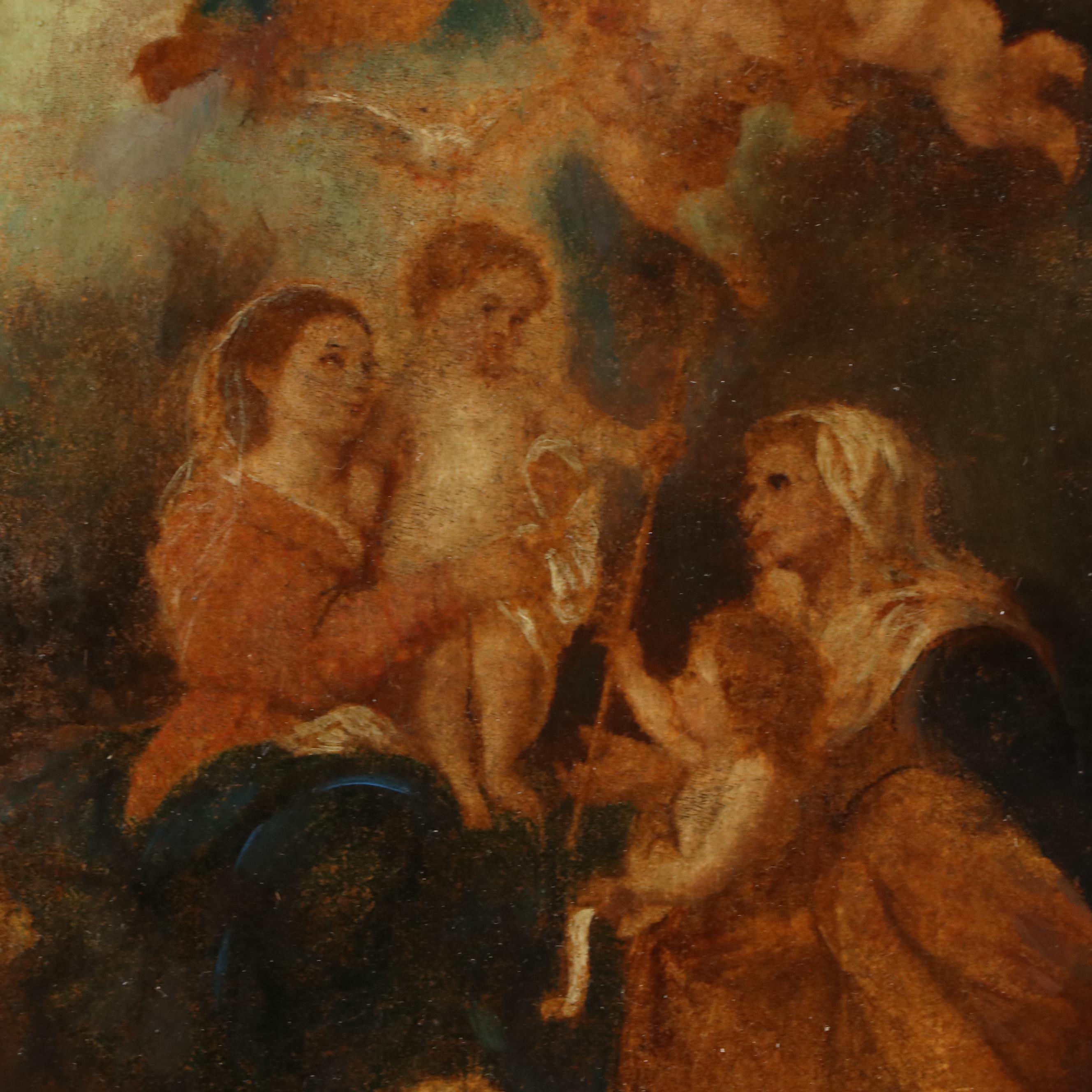Oil Painting After Bartolomé Estebán‏ Murillo "The Holy Family," 18th Century