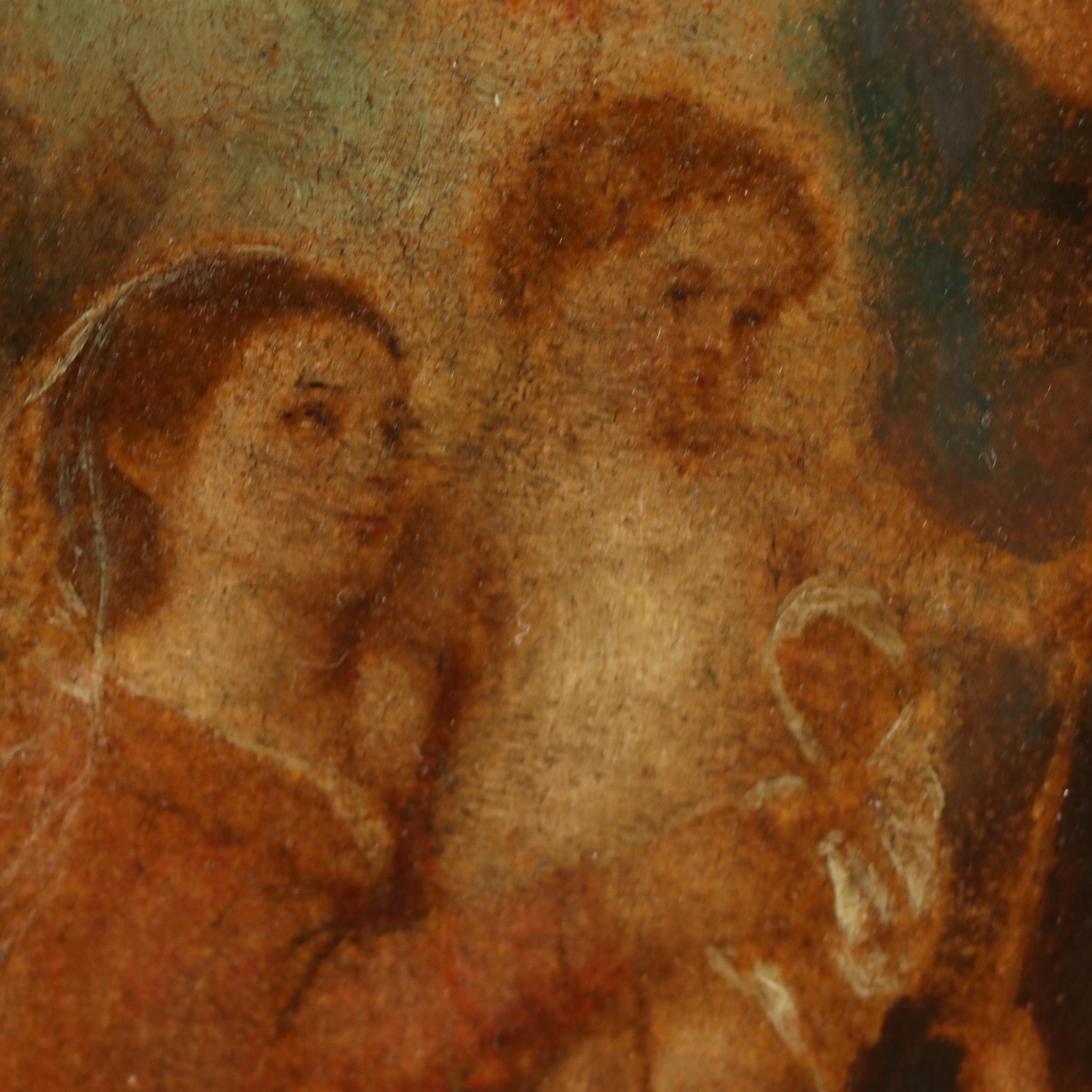 Oil Painting After Bartolomé Estebán‏ Murillo "The Holy Family," 18th Century