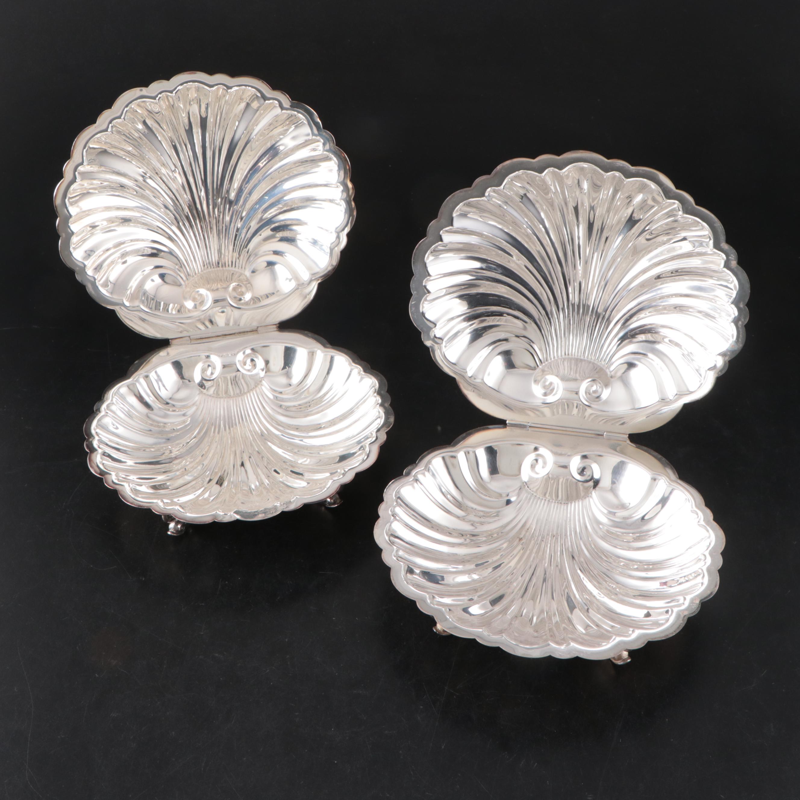 Fisher Scalloped Silver Plate Bowl with Silver Plate Shell-Form Dish Collection
