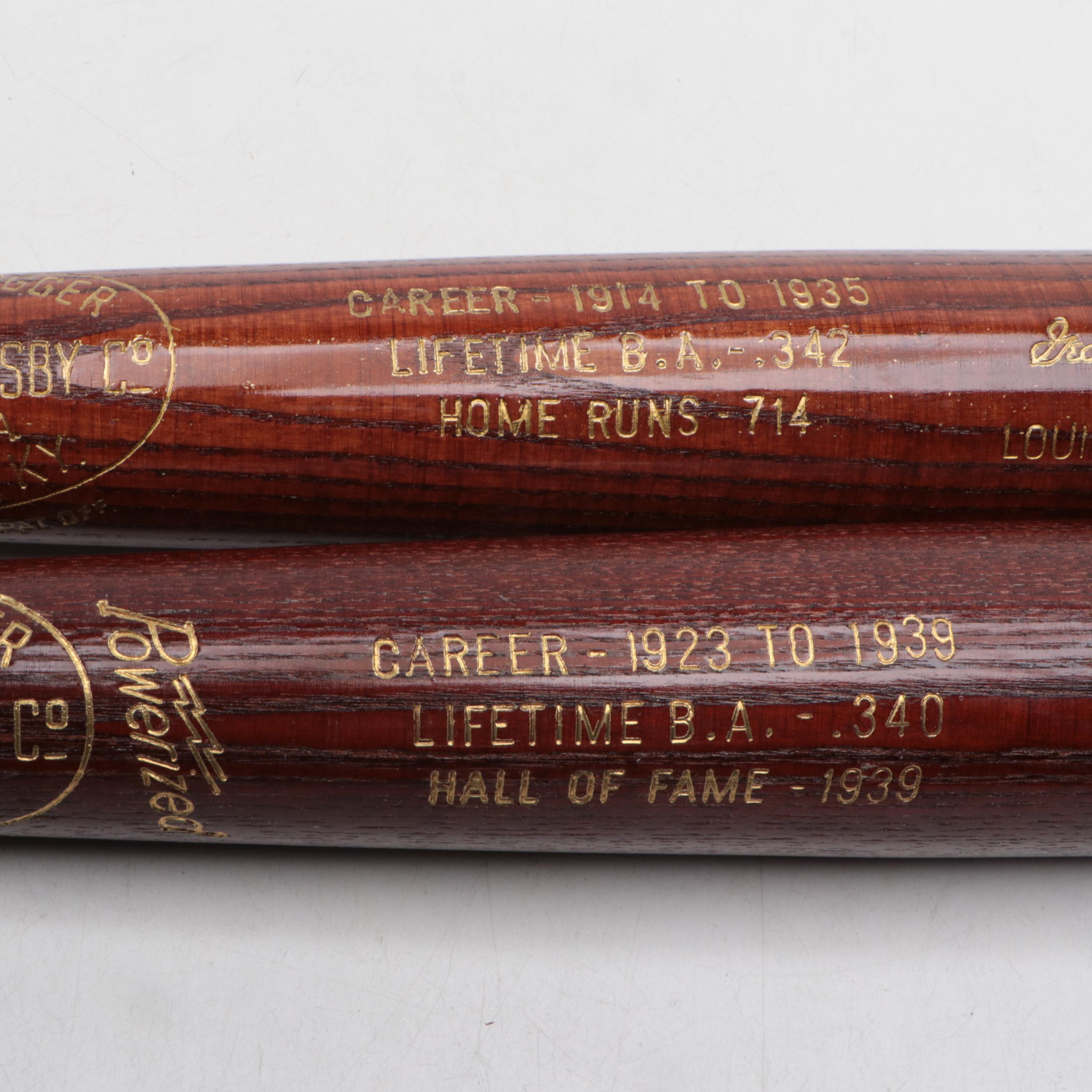 Louisville Slugger Lou Gehrig and Babe Ruth Hall of Fame Baseball Bats