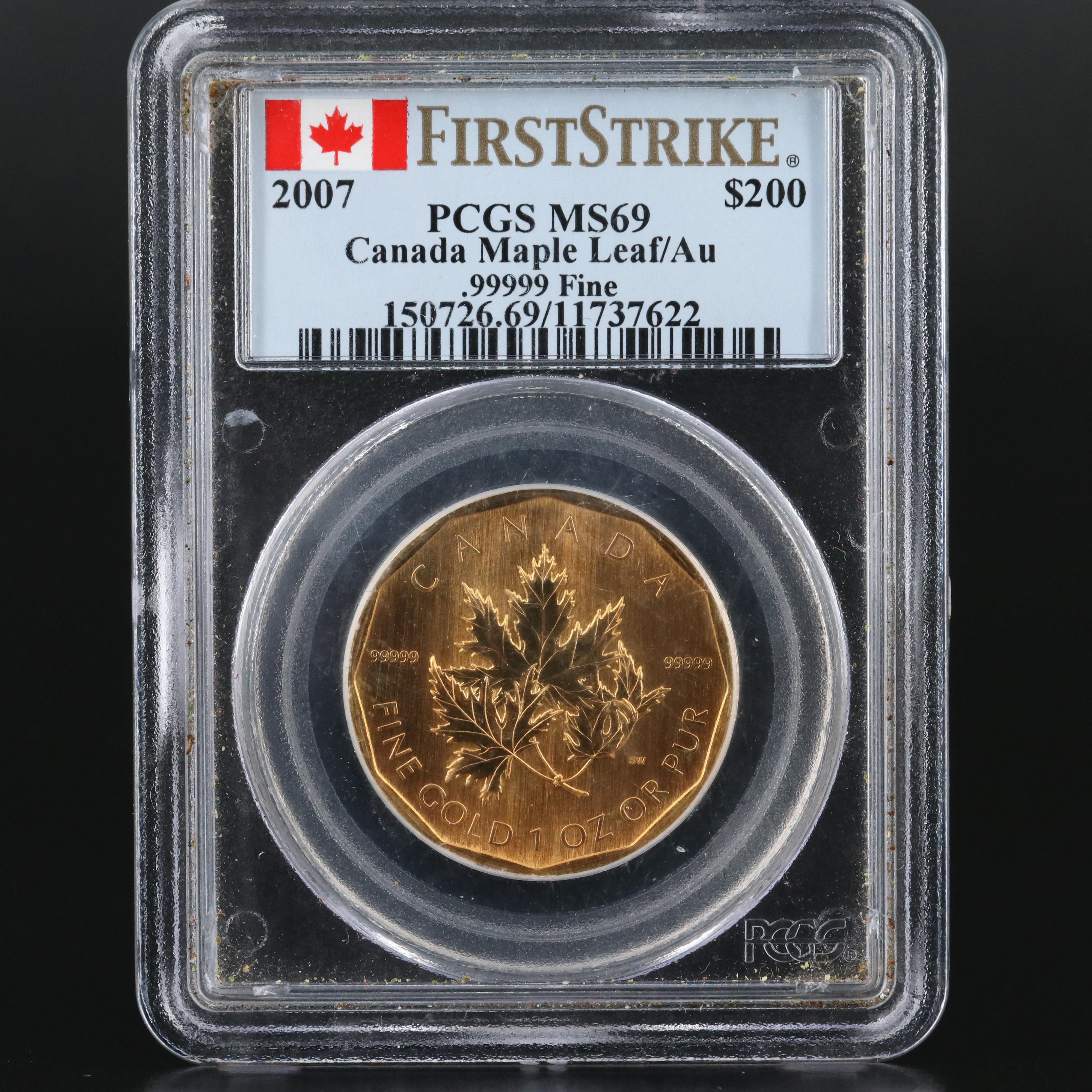 PCGS MS69 2007 $200 Canadian Gold Maple Leaf