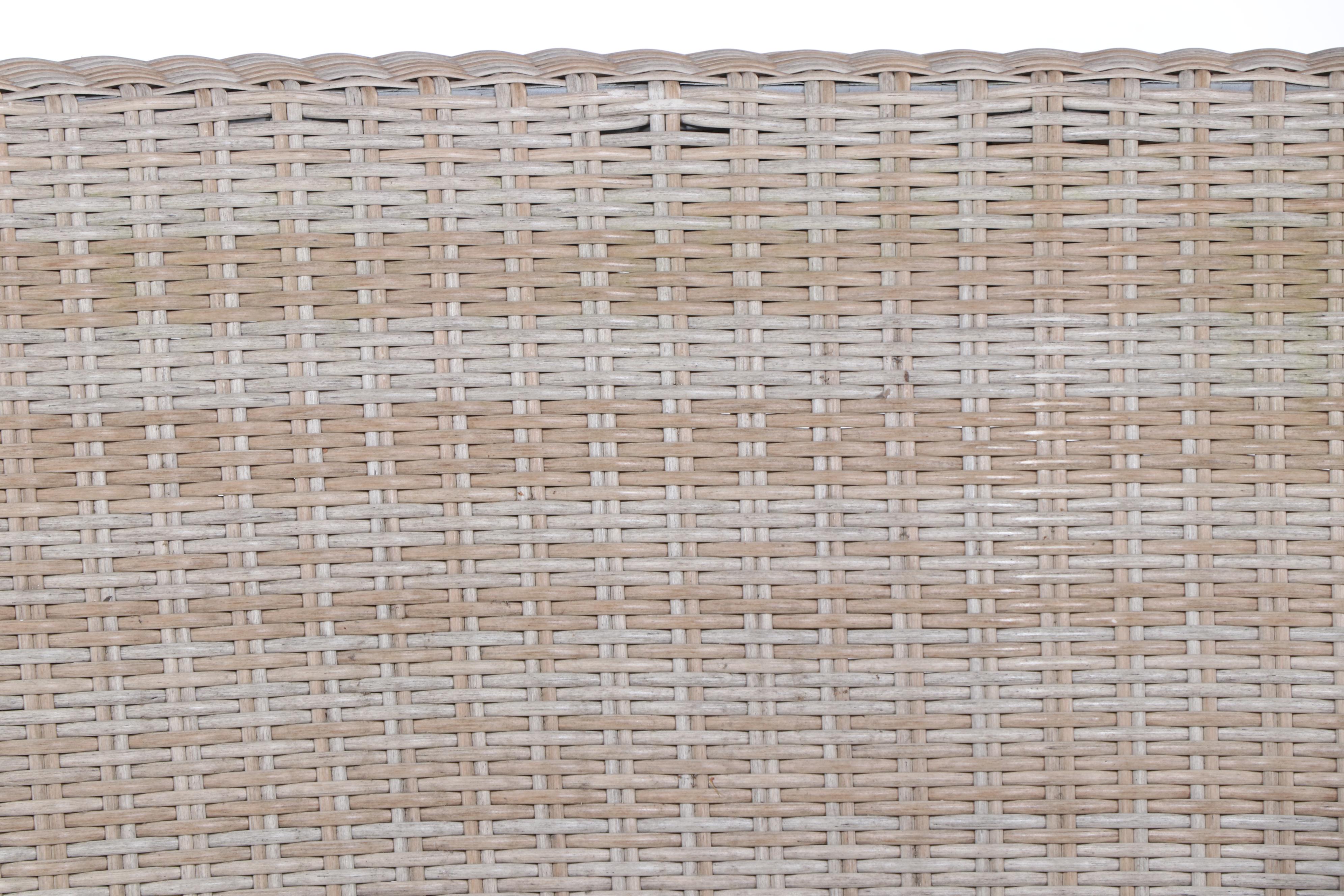 Ballard Designs "Navio" Resin Wicker Sectional Sofa w/ Teak Top Tables & Ottoman